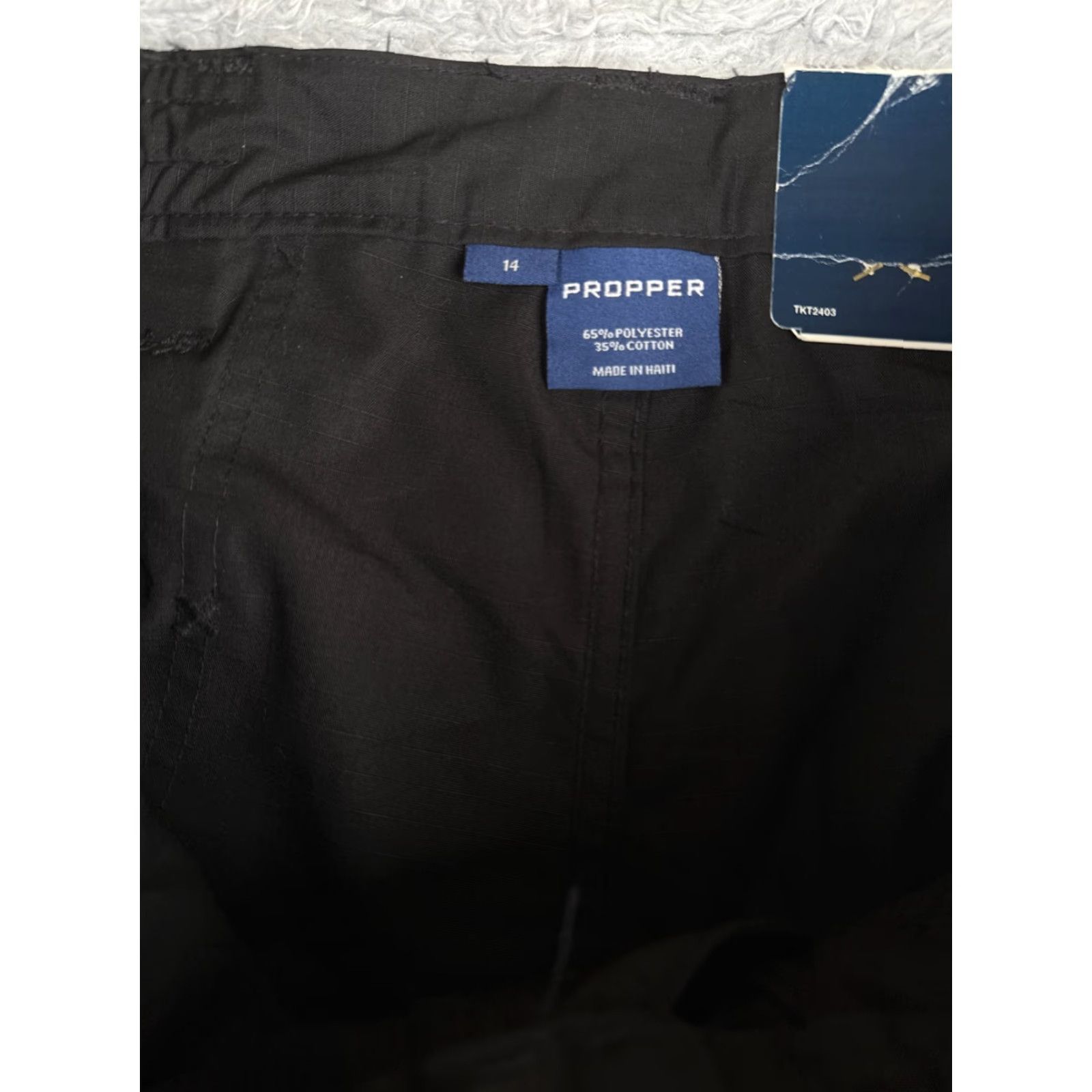Propper PROPper Pants Women 14 Black Cargo Rip-Stop Fabric Double Knee Poly Blend Unhem Size 36" / US 14 / IT 50 - 6 Thumbnail
