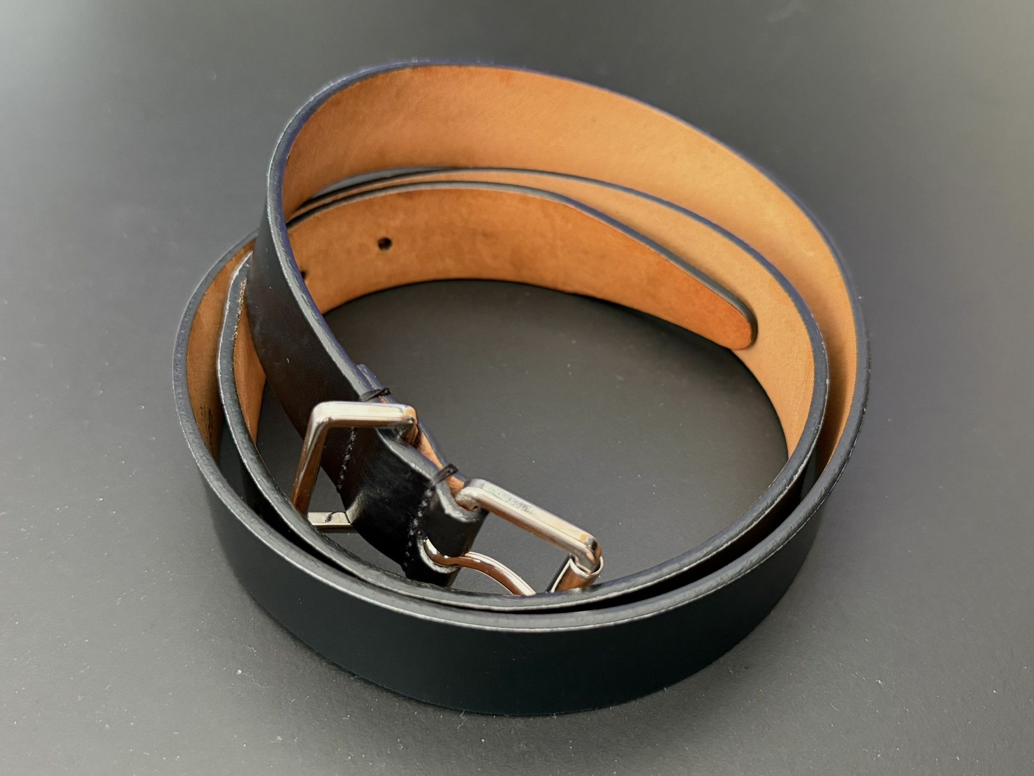 Dsquared2 Dsquared2 Black Leather Belt Minimal Buckle Made in Italy 90 Size 32 - 6 Thumbnail