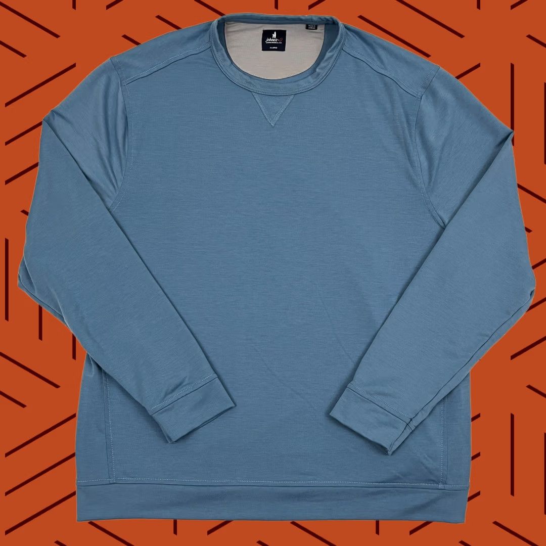 johnnie-O Johnnie O Reilly Pullover Mens XL Mid Blue Performance Stretch Crewneck Casual Sweater Sport Golf Gym Running Fashion Knit Shirt Mens XL Blue Size US XL / EU 56 / 4 - 1 Thumbnail