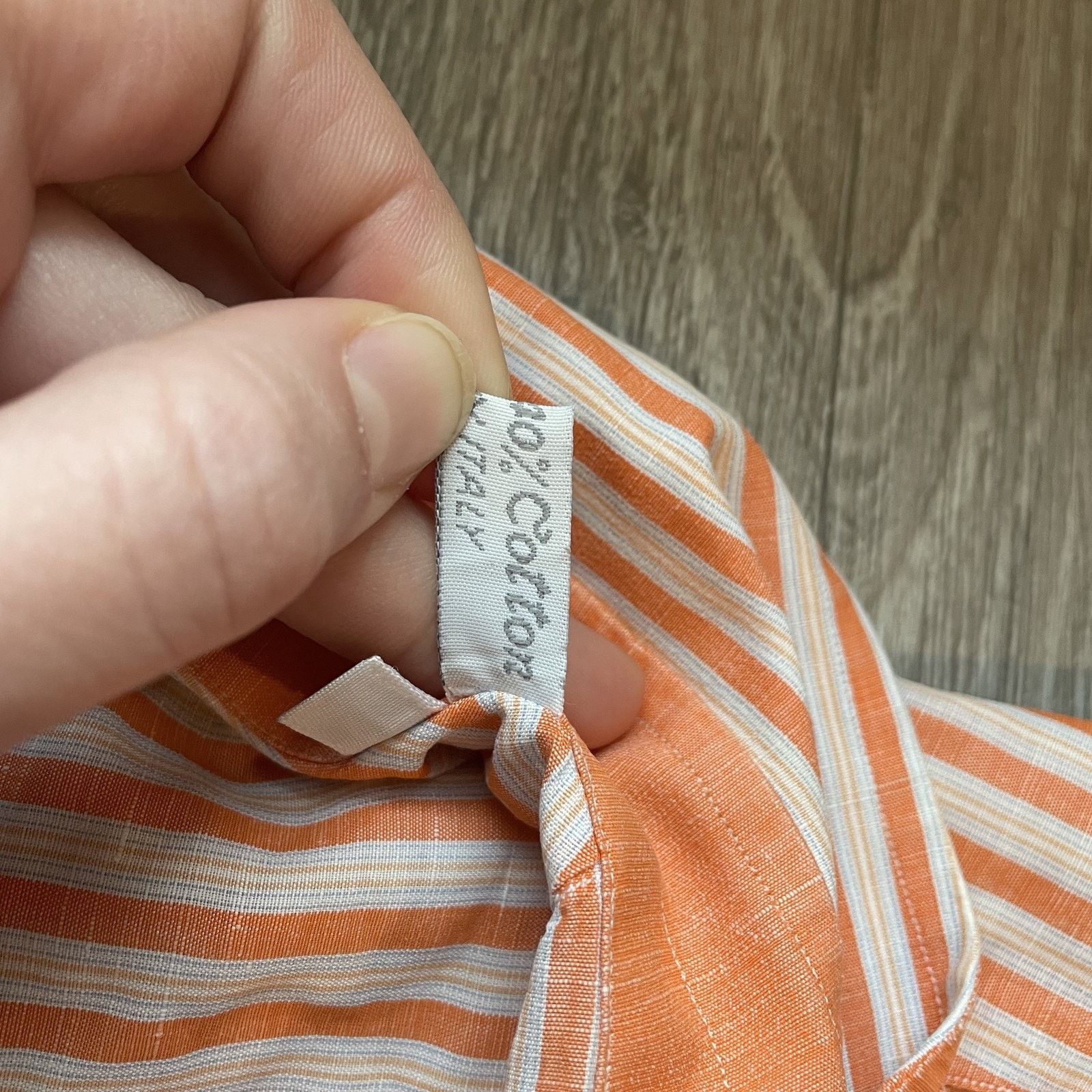 Maus & Hoffman Maus & Hoffman Men's XL Orange White Striped Linen Cotton Size US XL / EU 56 / 4 - 3 Thumbnail