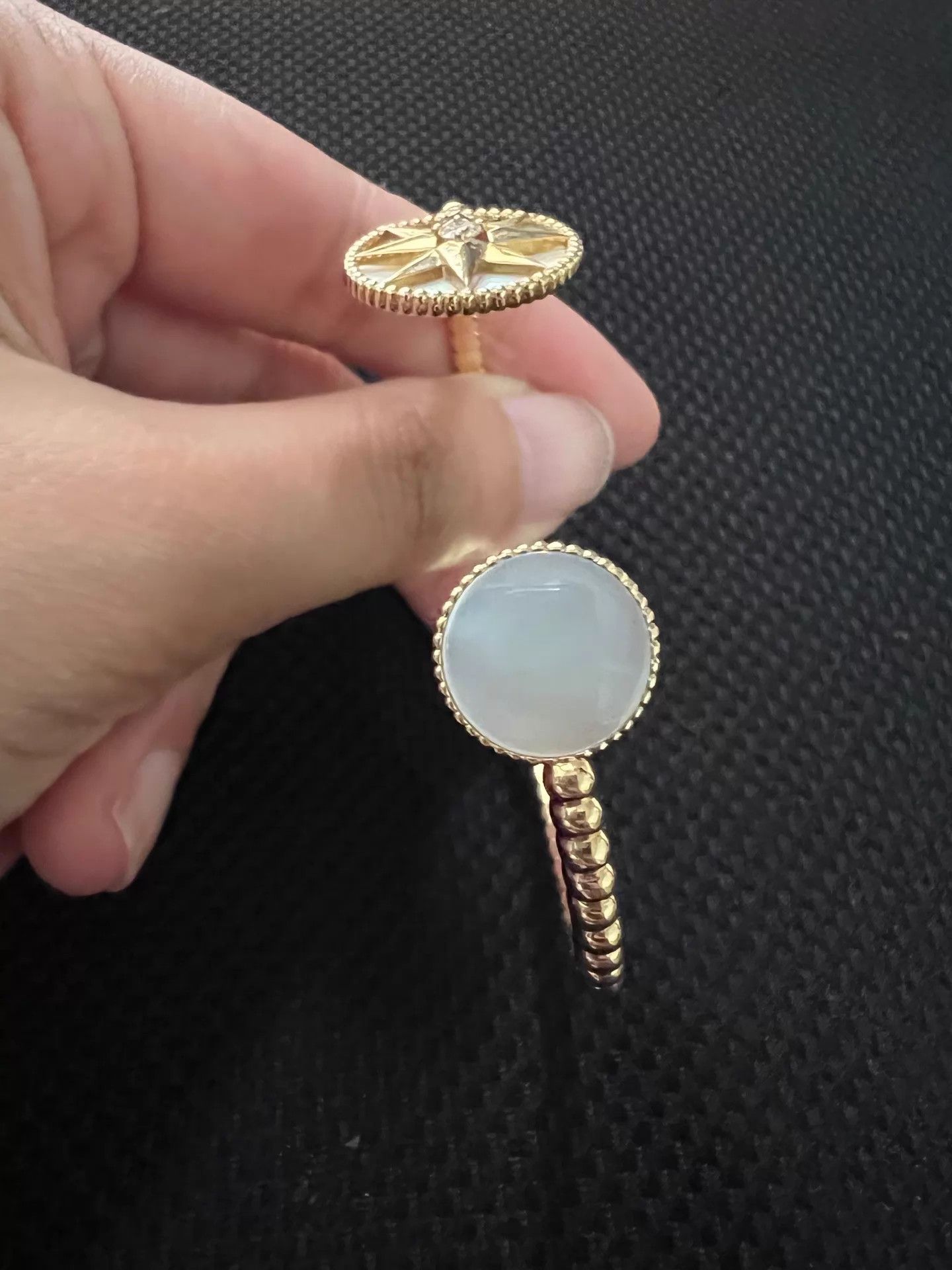 Dior Dior White MOP & Diamond Octagram Compass Open Bangle Size ONE SIZE - 3 Thumbnail
