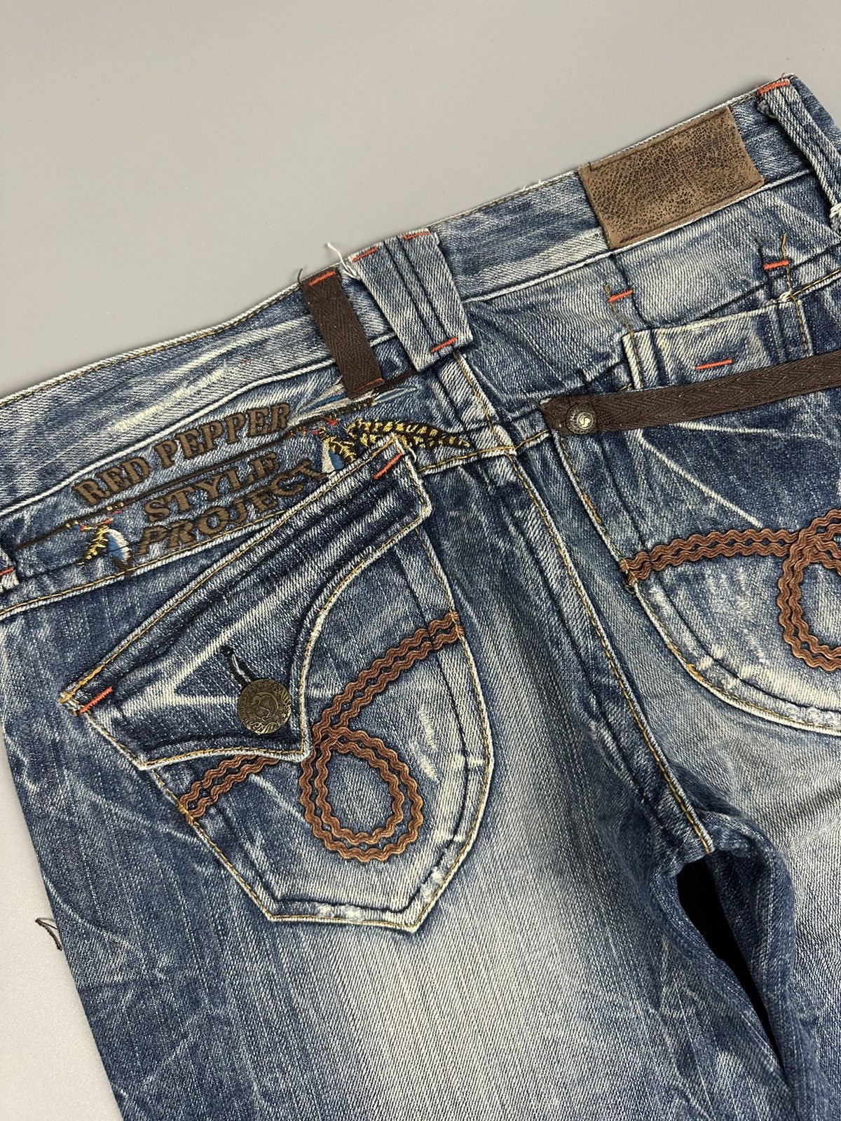 🔥Rare🔥Red Pepper Whiskered Baggy Flared Jeans