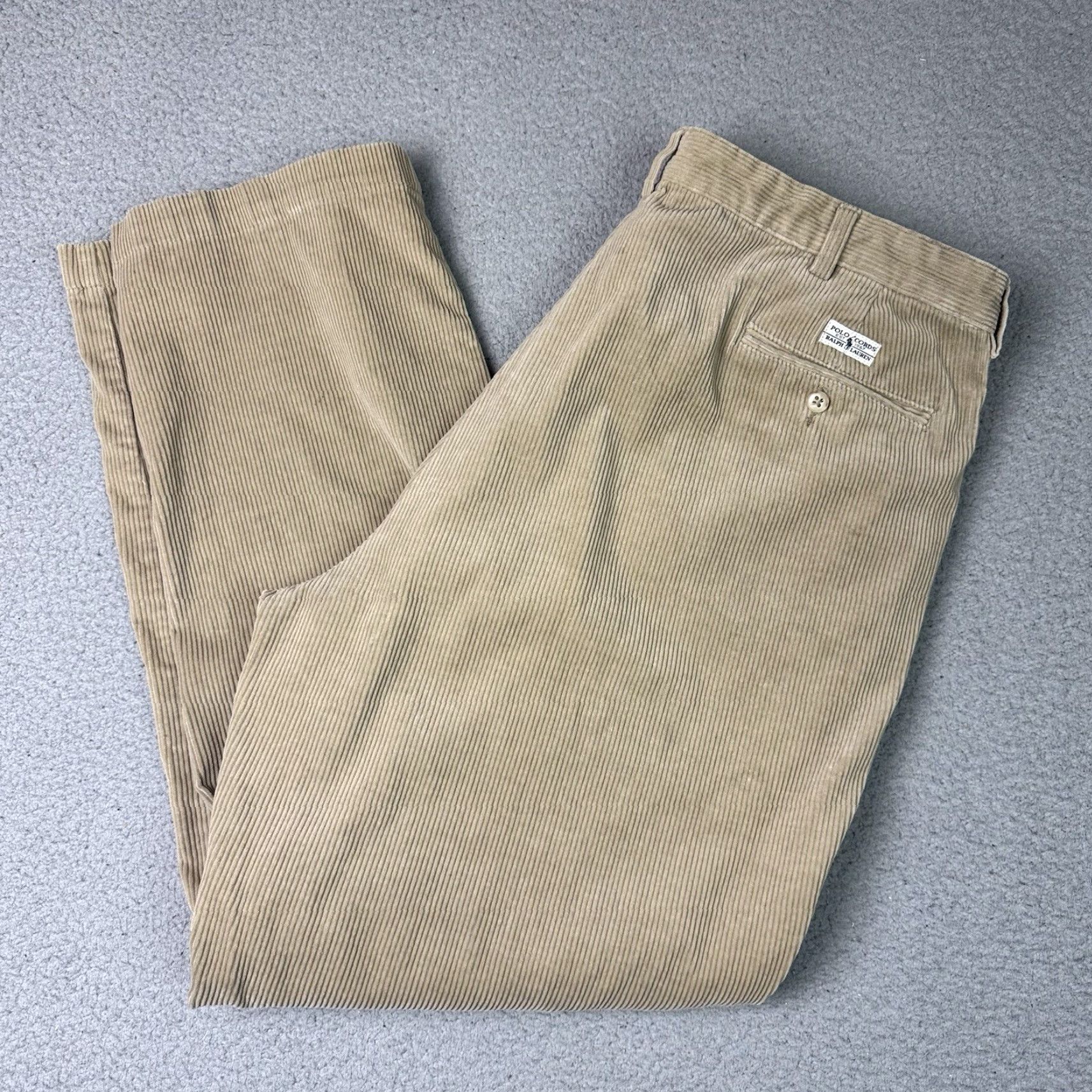 Polo Ralph Lauren VINTAGE Polo Ralph Lauren Corduroy Pants Beig﻿e 40x32 Regular Wide Leg Mens Polo Ralph Lauren Pants Size US L / EU 52-54 / 3 - 2 Thumbnail