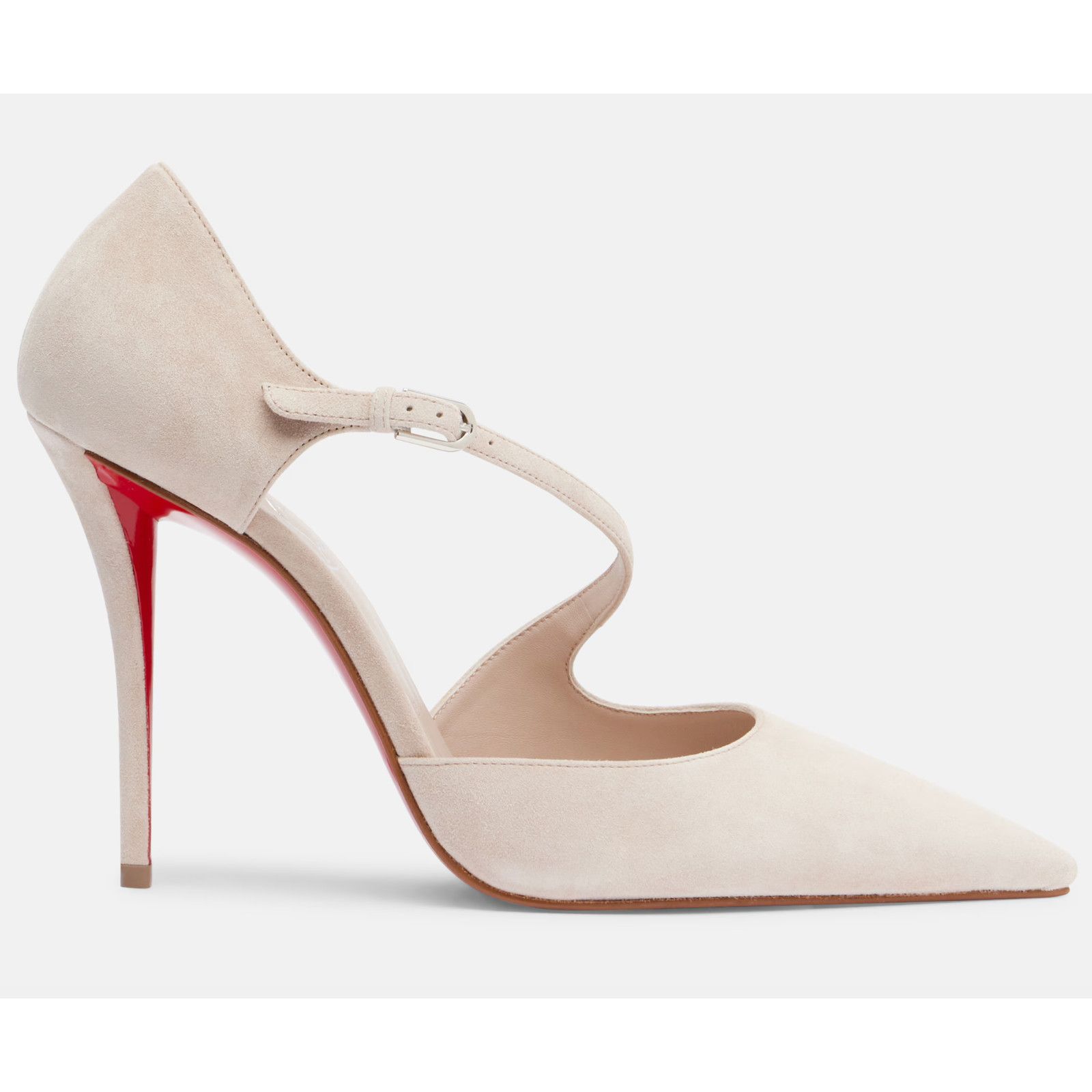 Christian Louboutin Christian Louboutin Pearl Beige Suede Cross Strap Pump 38 Size US 7 / IT 37 - 3 Thumbnail