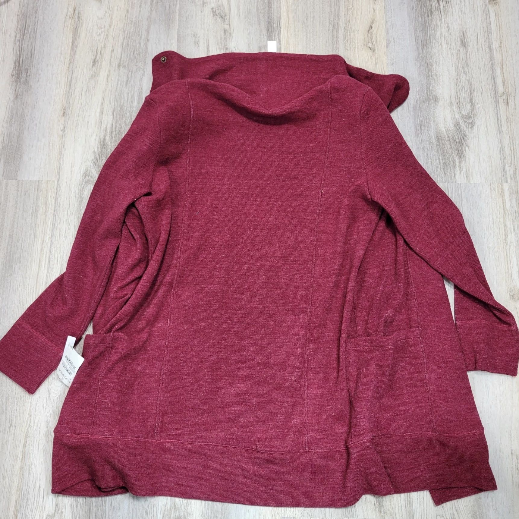 Vintage Caslon Women's Burgundy Cardigan Sweater High Neck Snap Buttons Size M Casual Knit Cotton Blend Cardigan Womens Burgundy 90s? Size M / US 6-8 / IT 42-44 - 5 Thumbnail