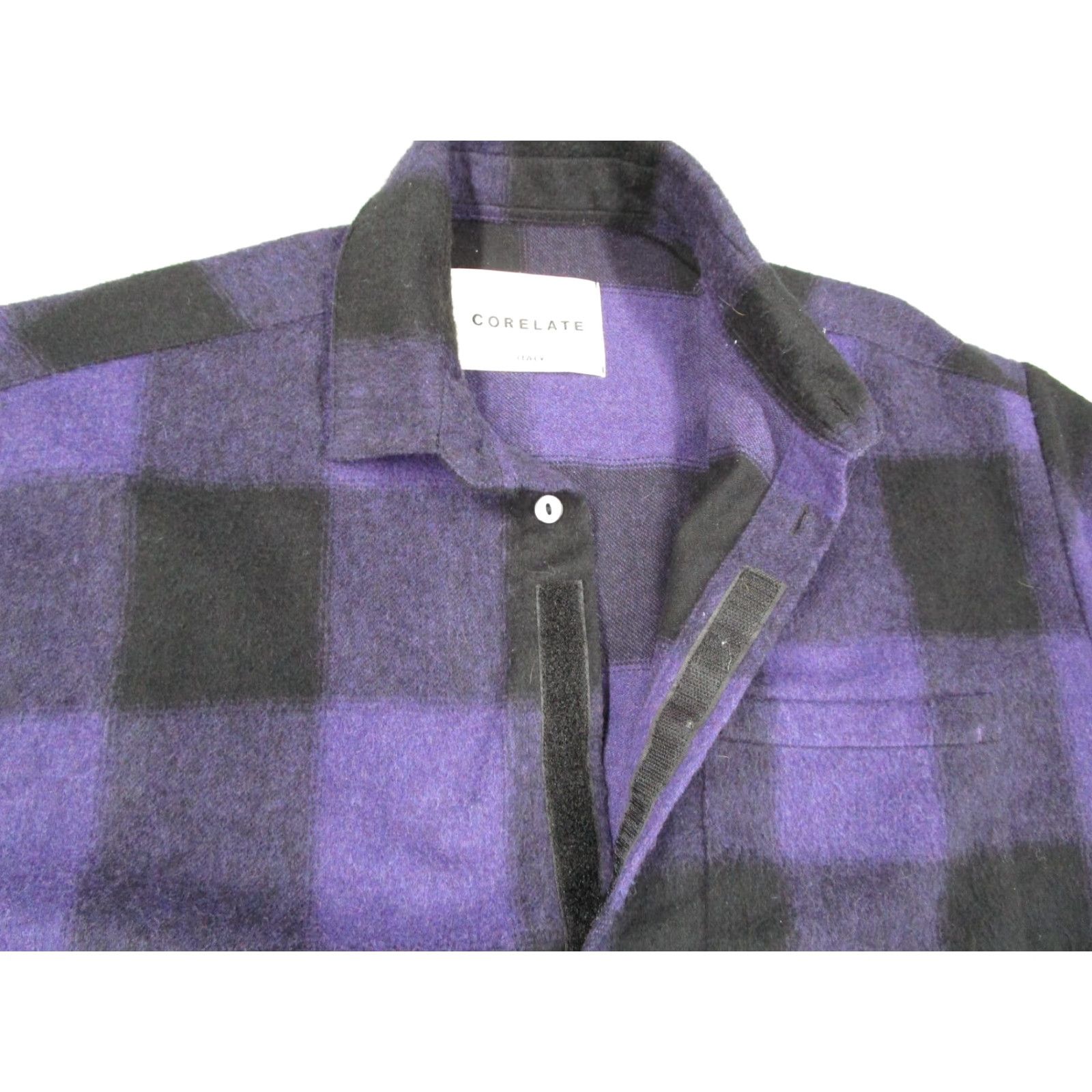 Vintage Corelate Shacket Mens Small Purple Black Plaid Wool Blend Shacket Made Italy Shirt Jacket Casual Fall Winter Buttons Pockets Wool-Blend Size US S / EU 44-46 / 1 - 2 Thumbnail