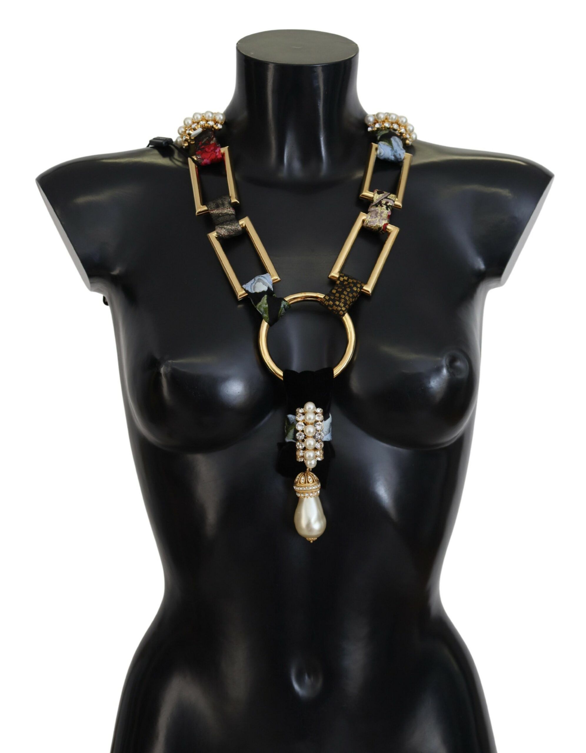 Elegant Gold Brass Pearl Statement Women's Necklace