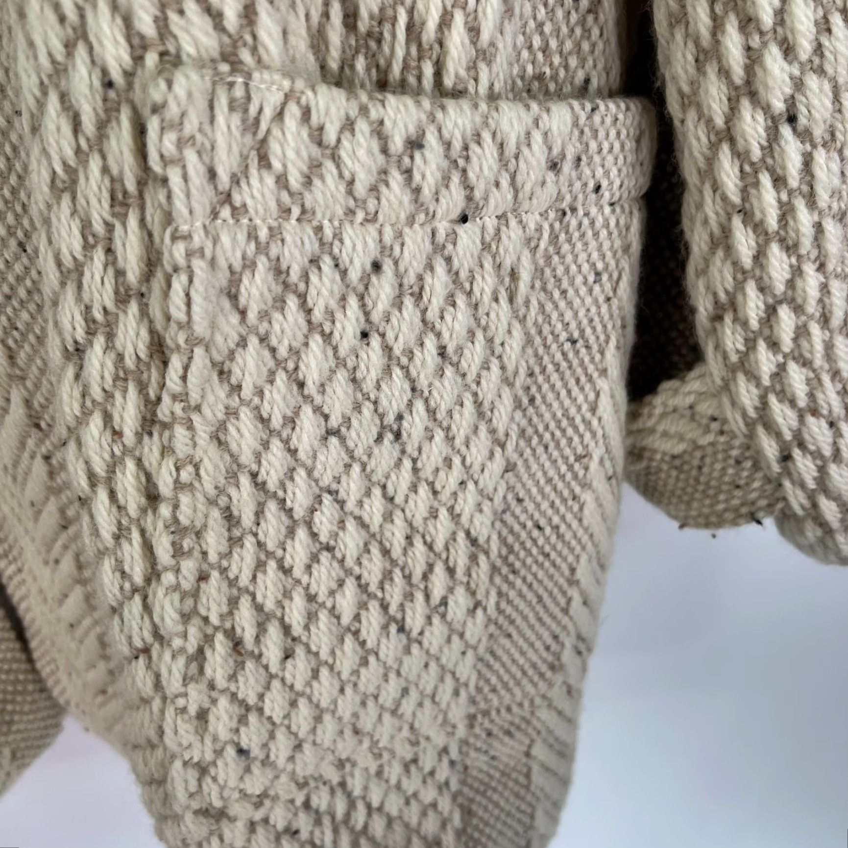 Vintage Weavers Irish Wool Hooded Jacket Womens Size L Ivory Geometric Classic Fall Winter Size L / US 10 / IT 46 - 5 Thumbnail