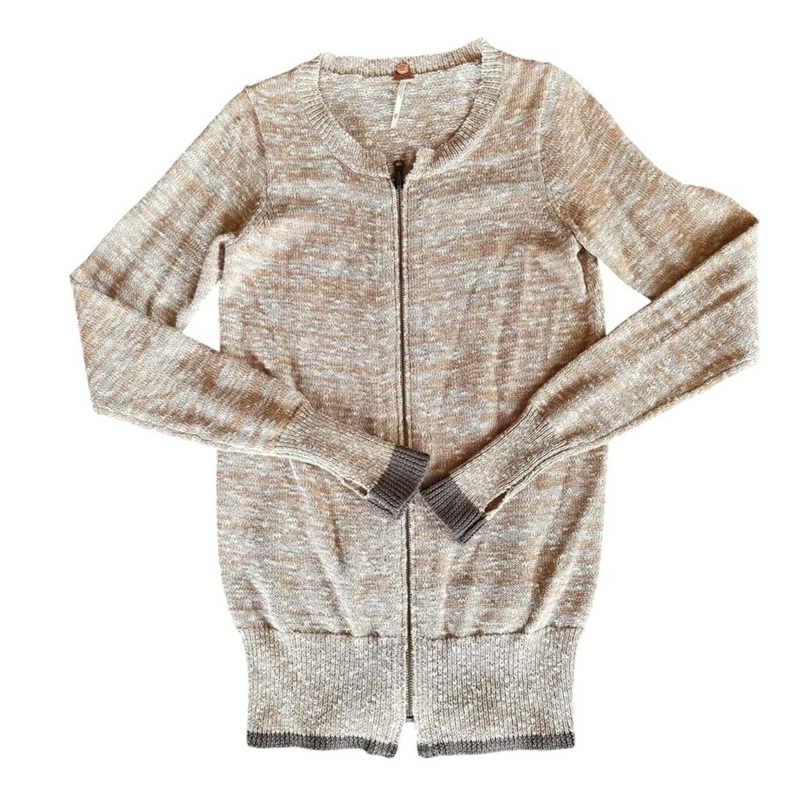 Free People Free People Wool Blend Zip-Up Cardigan – Beige – Size XS Size XS / US 0-2 / IT 36-38 - 1 Thumbnail