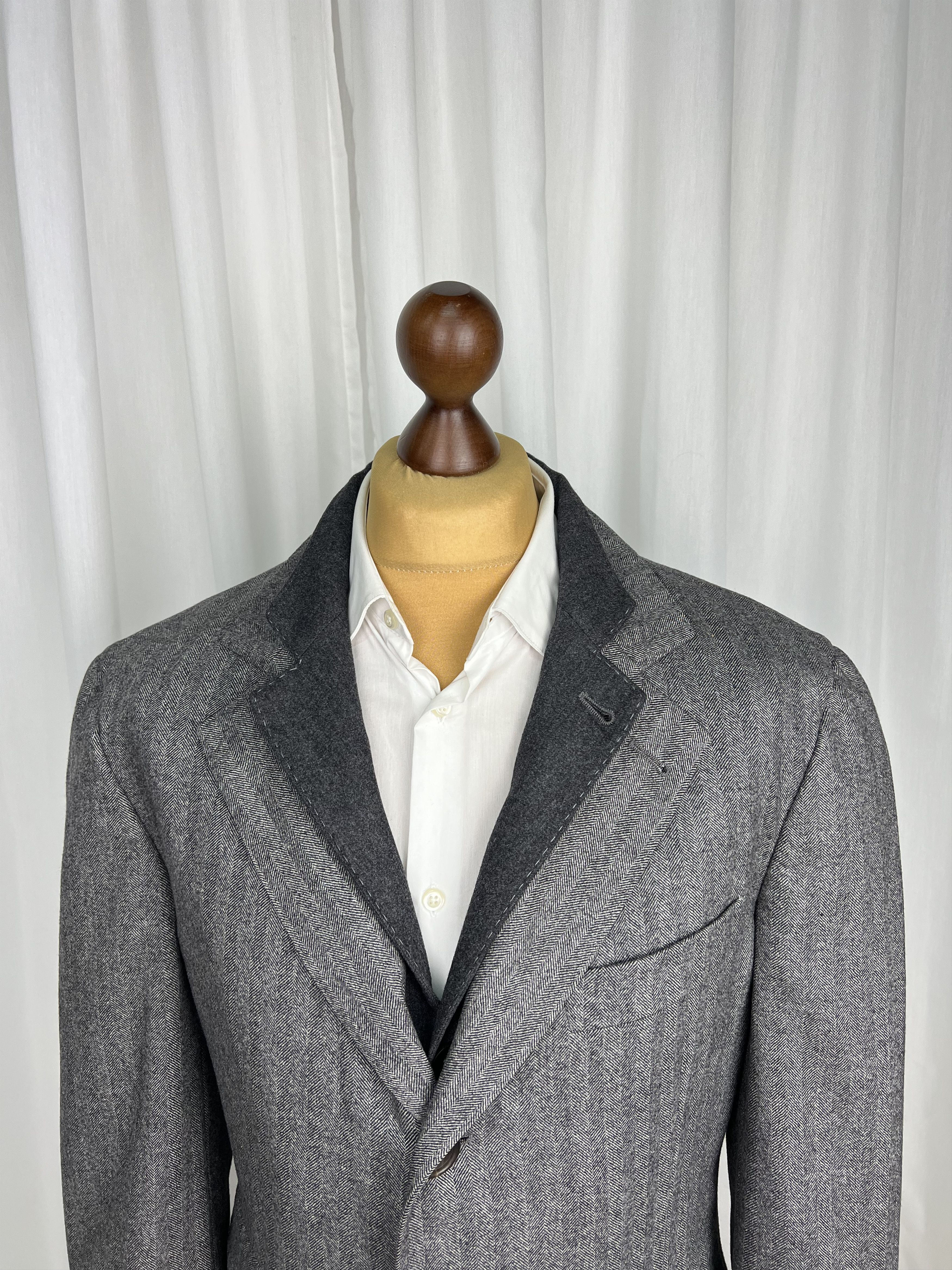 Brunello Cucinelli Single-Breasted Herringbone Wool\Cashmere Overcoat Size US L / EU 52-54 / 3 - 7 Thumbnail