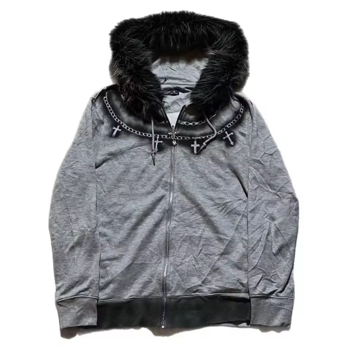 Other High Street Punk Printed Necklace Gray Fur Hoodie Size US M / EU 48-50 / 2 - 1 Thumbnail