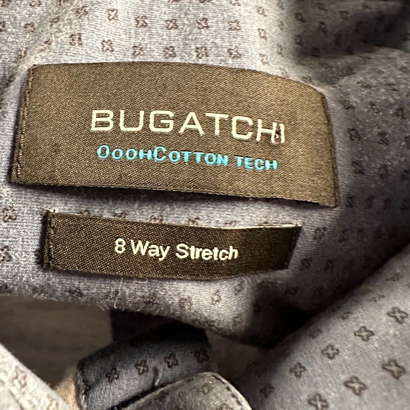 BUGATCHI Bugatchi Button-Up Shirt Mens M Cobalt Blue 8-Way Stretch Cotton Tech Down Dress Long Sleeve Point Collar Geometric Micro Print Button Front Size US M / EU 48-50 / 2 - 3 Thumbnail