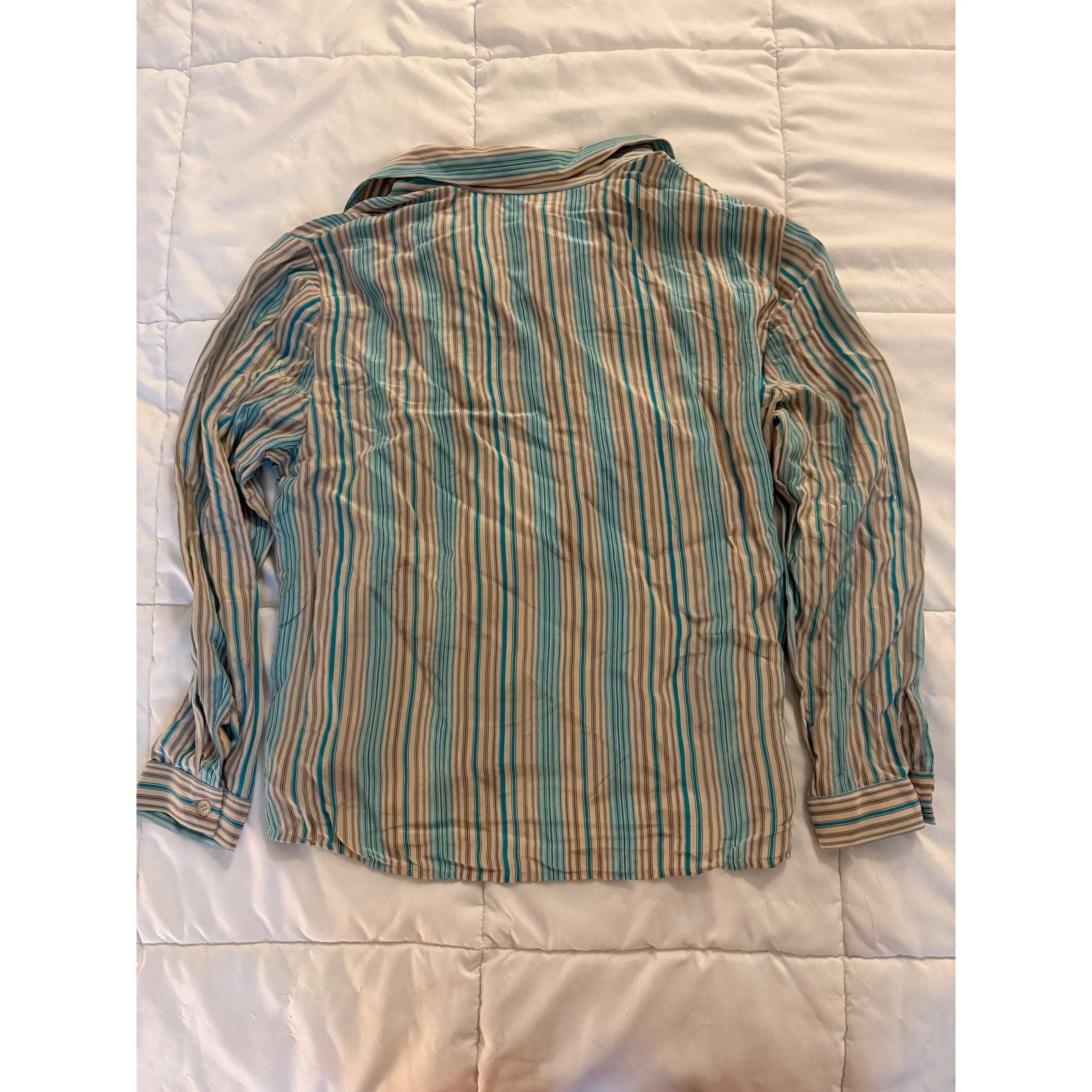 Jones New York Jones New York Striped Silk Button Down Blouse - Size 12 Size XL / US 12-14 / IT 48-50 - 3 Thumbnail