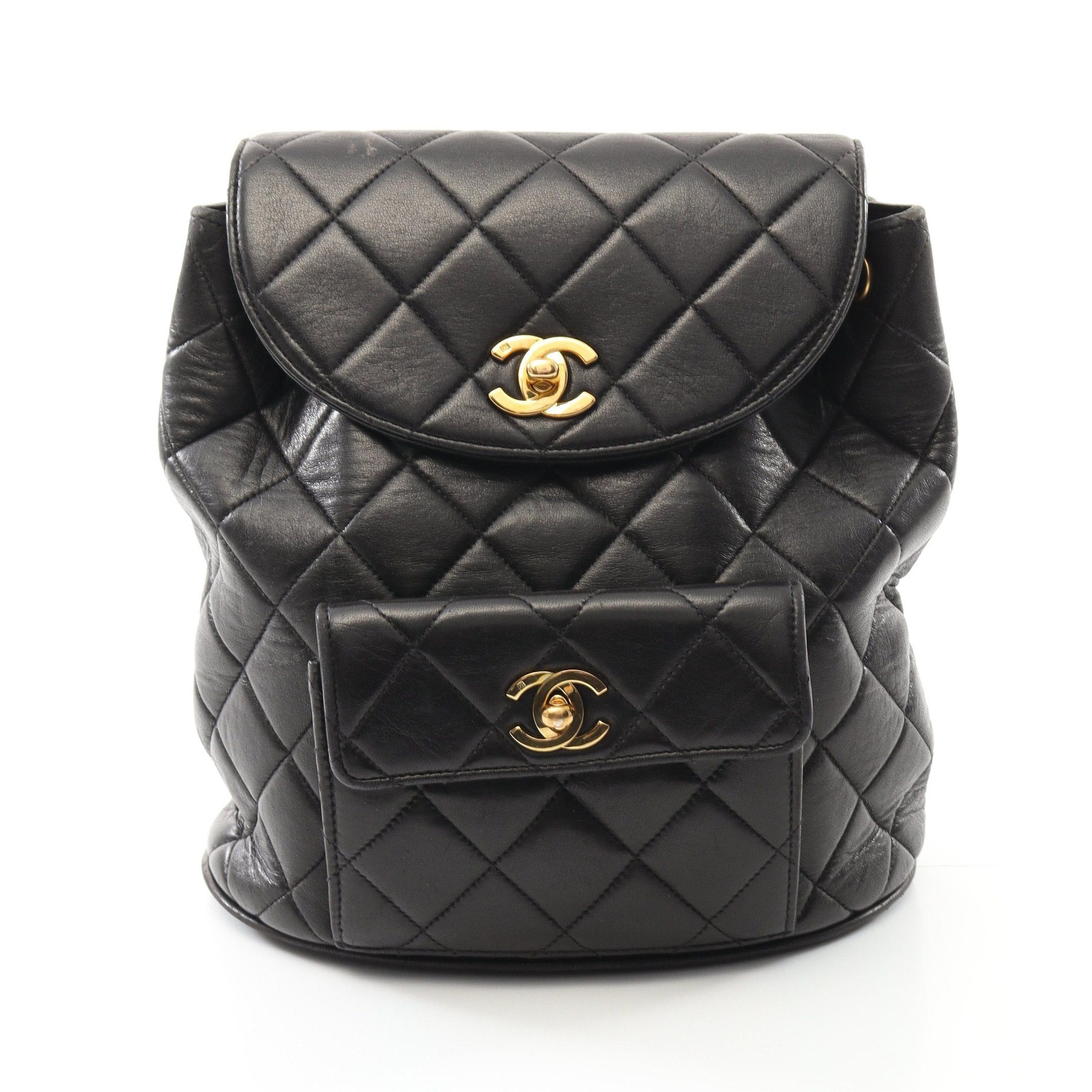 Chanel Chanel Matelasse Backpack Rucksack Lambskin Black Gold Hardware Size ONE SIZE - 1 Thumbnail