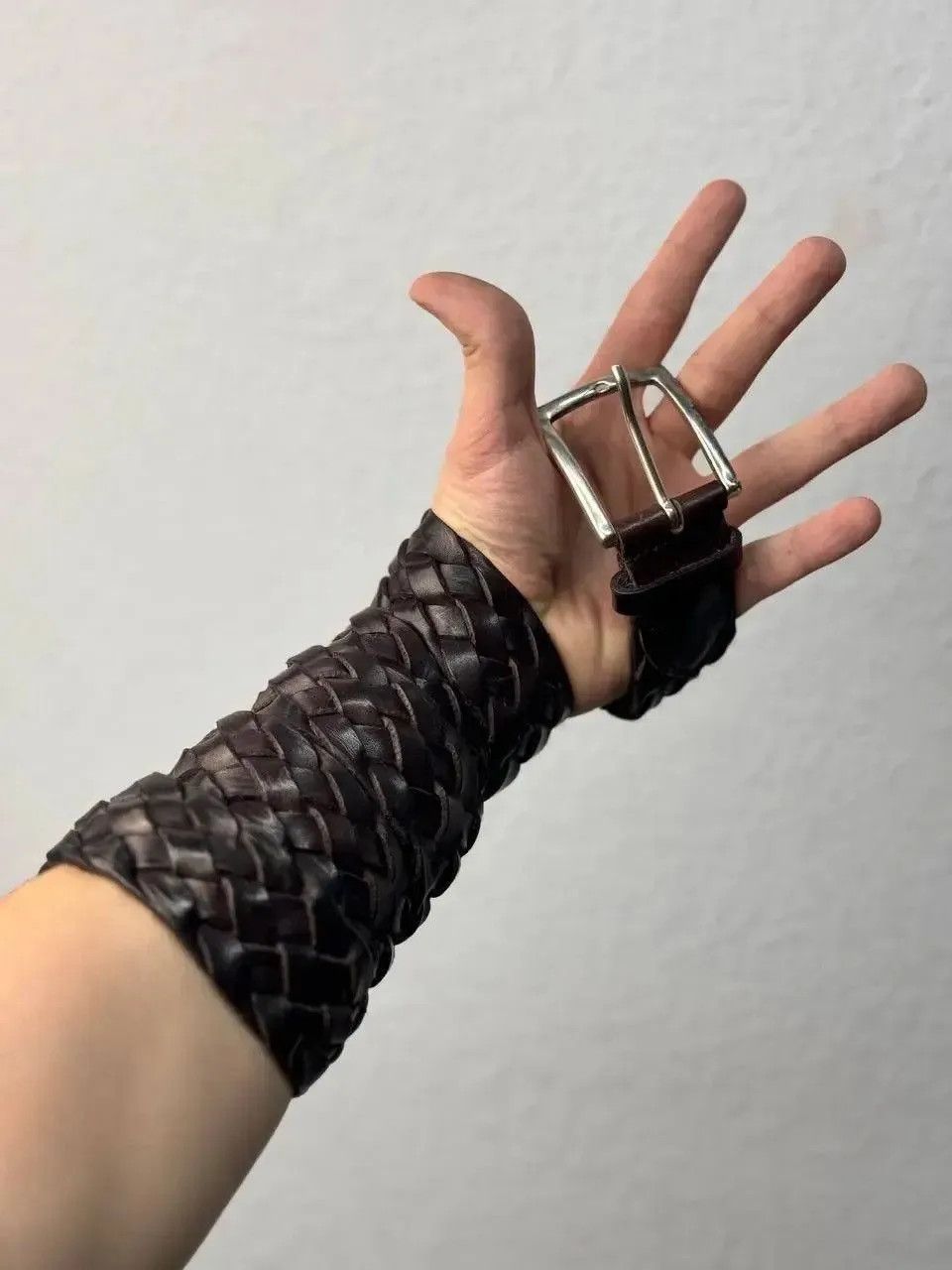 B.B. Simon VINTAGE PYTHON GOTHIC LEATHER BELT BOTTEGA VENETA STYLE Size ONE SIZE - 1 Thumbnail