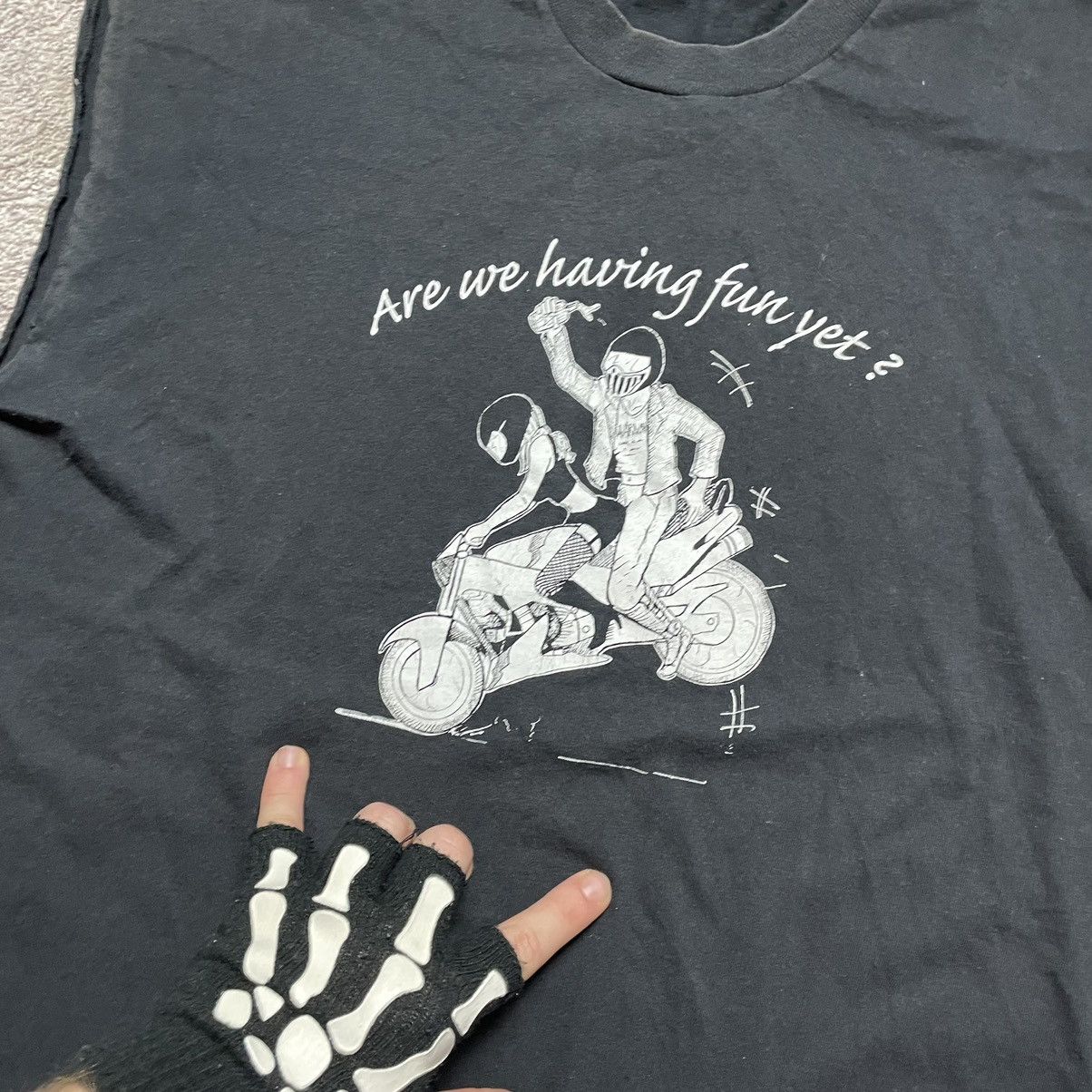 Band Tees Vintage ADULT “ ARE WE FUN YET BIKE GIRL LOGO “ SLOGAN Tee Size US L / EU 52-54 / 3 - 5 Thumbnail