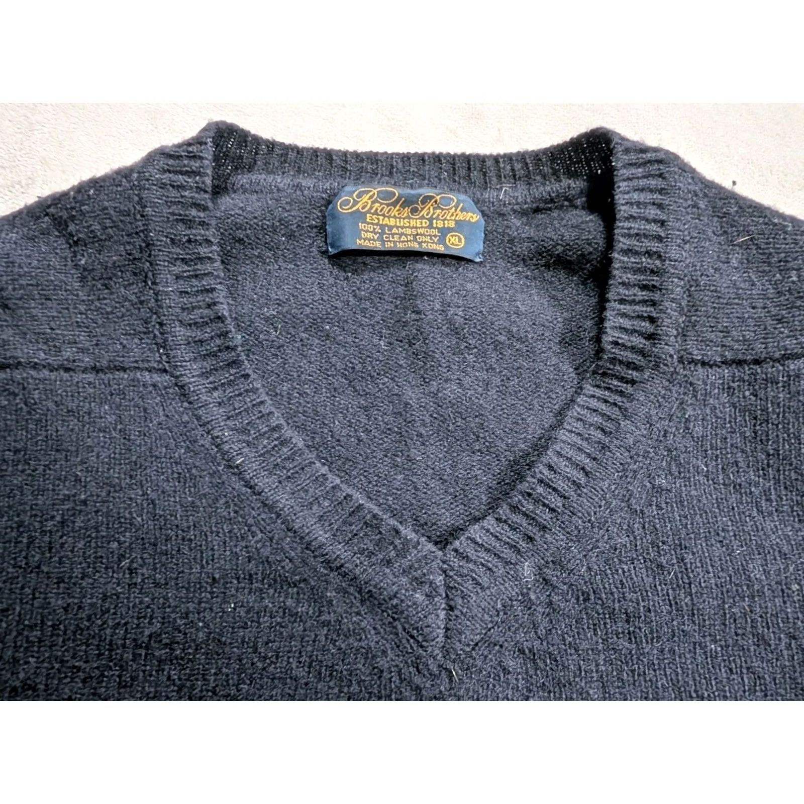 Brooks Brothers Brooks Brothers Sweatshirt Lambswool V-Neck Grandpa Black Men's XL Pullover Knit Wool Casual Vintage? Size US XL / EU 56 / 4 - 4 Thumbnail