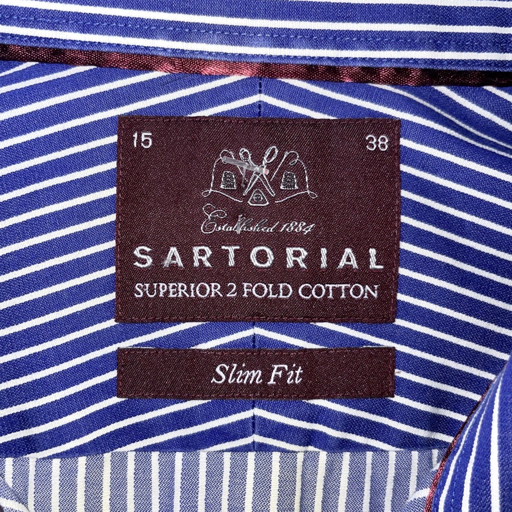 Vintage VINTAGE Startorial Slim Fit Blue Striped Dress Shirt Mens 15/38 Slim Regular Fit Size US M / EU 48-50 / 2 - 3 Thumbnail