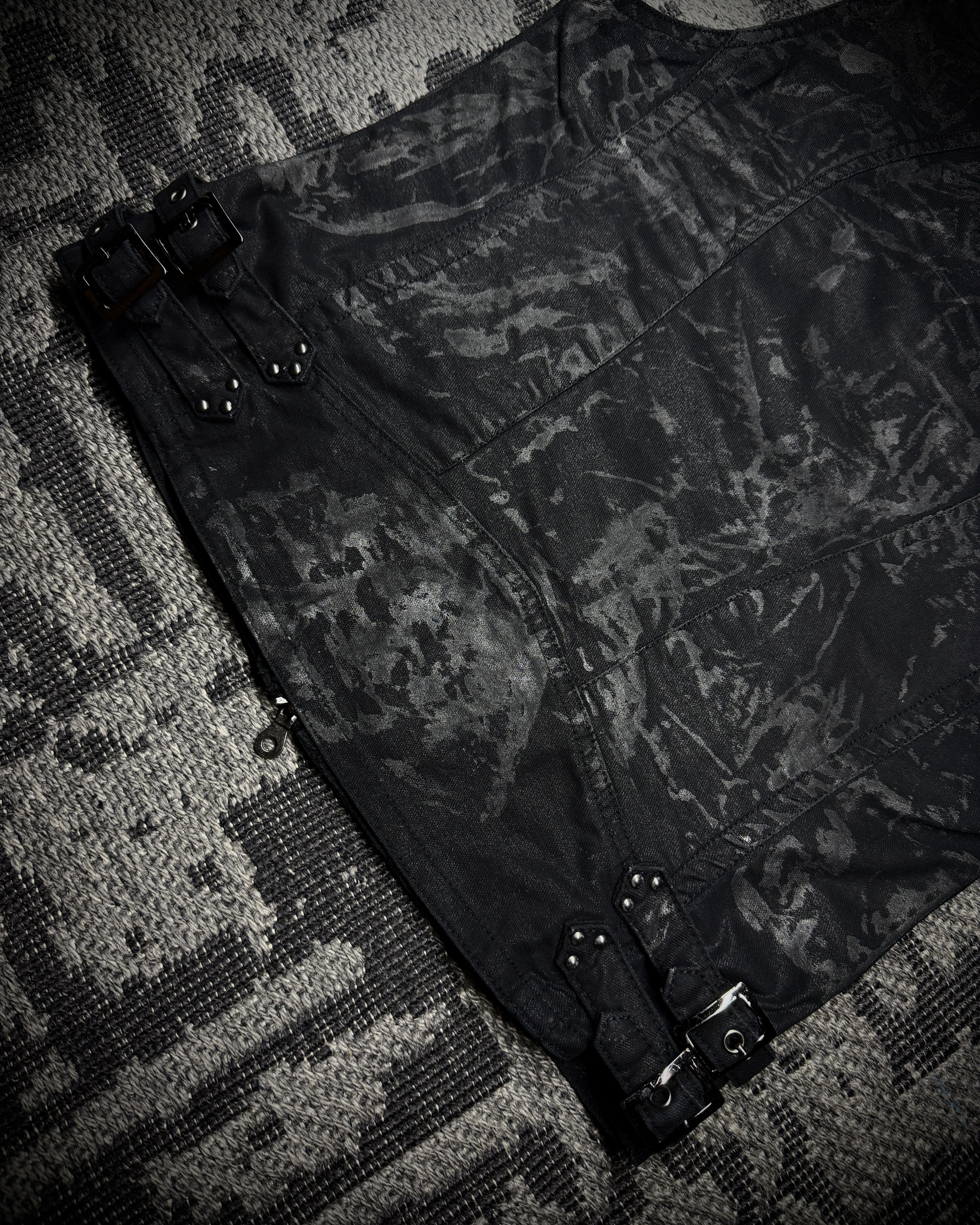 Japanese Brand Midas Coated Splatter Multi-Zip Biker Vest Size US S / EU 44-46 / 1 - 6 Thumbnail