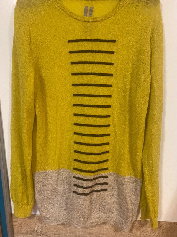 image of Rick Owens F/w 2020 Performa Biker Sweater in Gray/Yellow, Men's (Size XL)