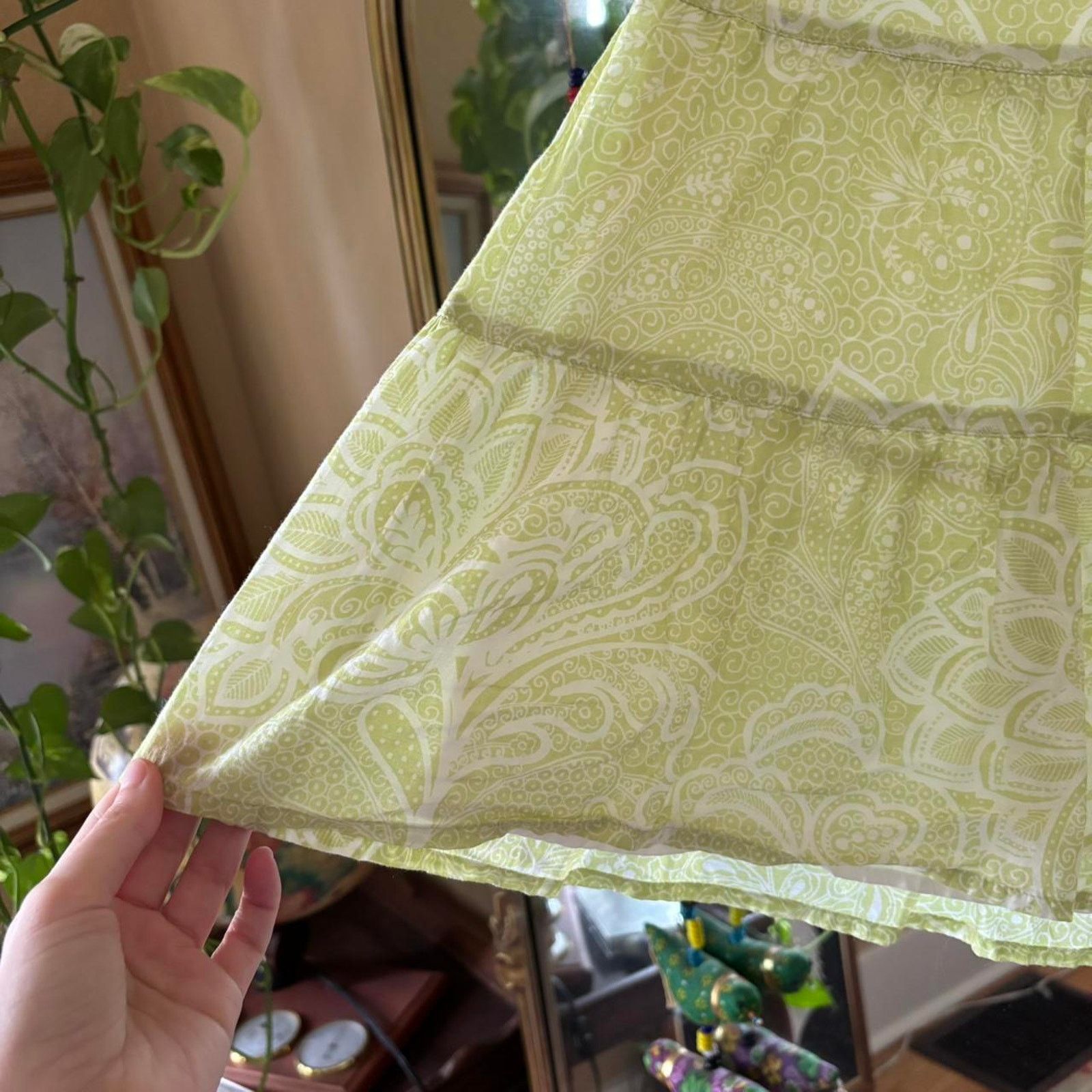 Ann Taylor Vintage Ann Taylor Green Paisley Cotton Skirt 8 Size 30" / US 8 / IT 44 - 4 Thumbnail