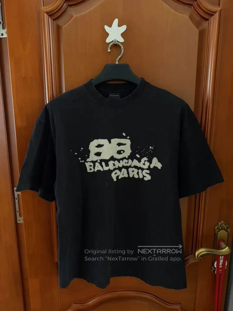 Balenciaga Balenciaga Splattered Double B Short Sleeve T-Shirt Size US S / EU 44-46 / 1 - 1 Thumbnail