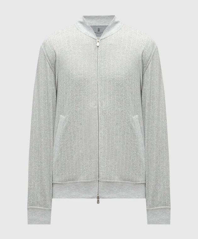 Brunello Cucinelli o1w1db10326 Bomber Jacket in Grey Size US L / EU 52-54 / 3 - 1 Thumbnail
