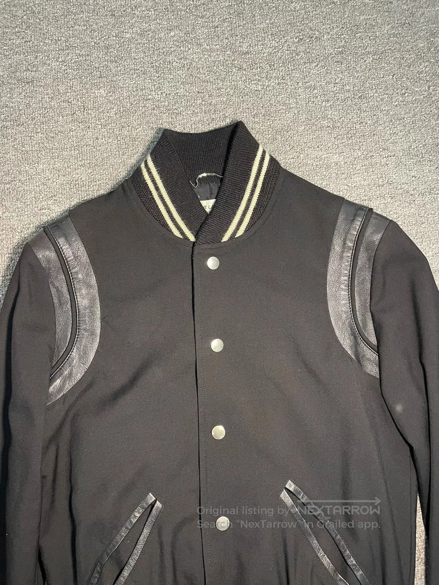 Saint Laurent Paris Saint Laurent Black Leather Accent Baseball Jacket. Size US XS / EU 42 / 0 - 3 Thumbnail