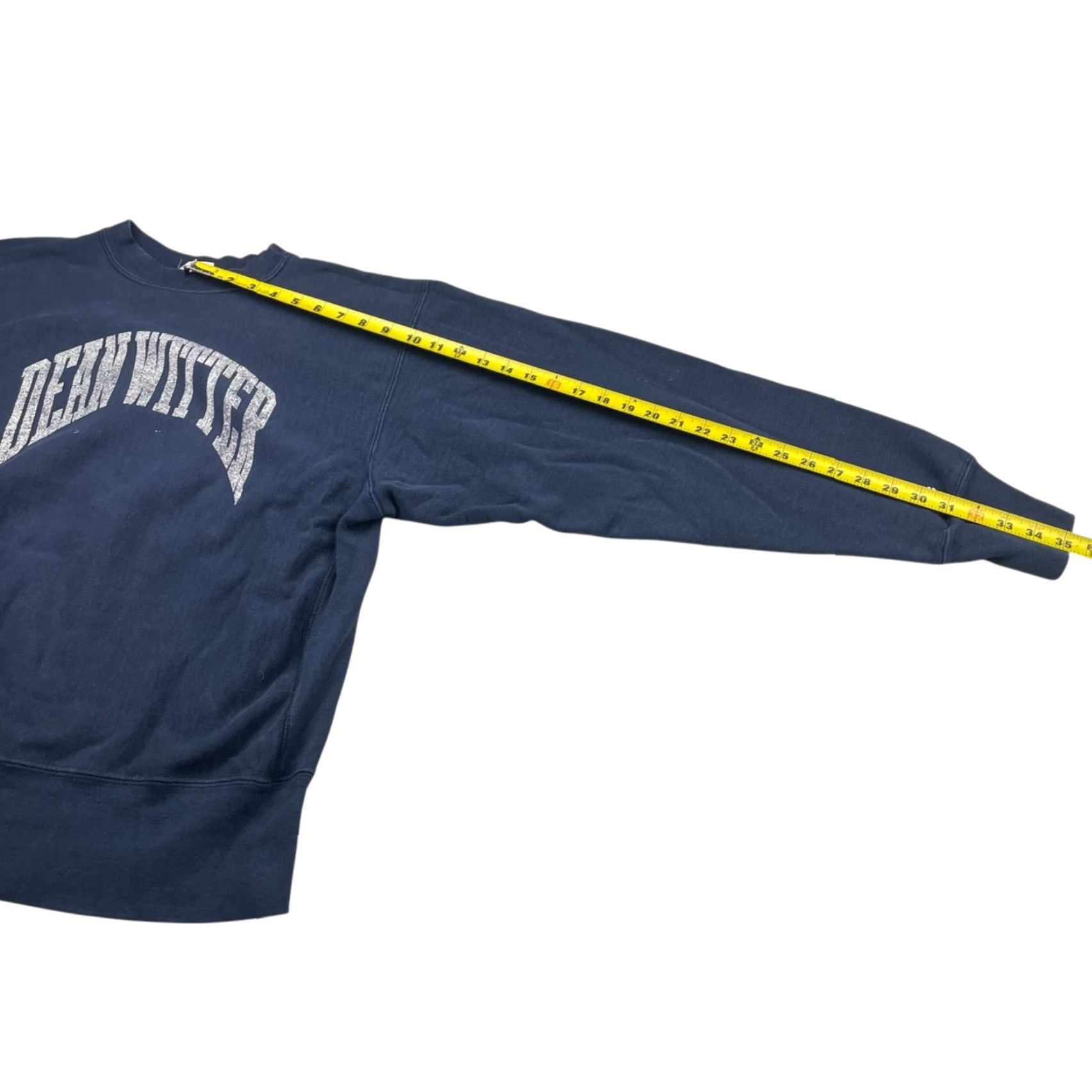 VINTAGE Dean Witter x Champion Sweatshirt Navy Large Men’s Reverse Weave Crew Neck Cotton/Polyster USA Navy Blue Logo Winter Fall 90s?