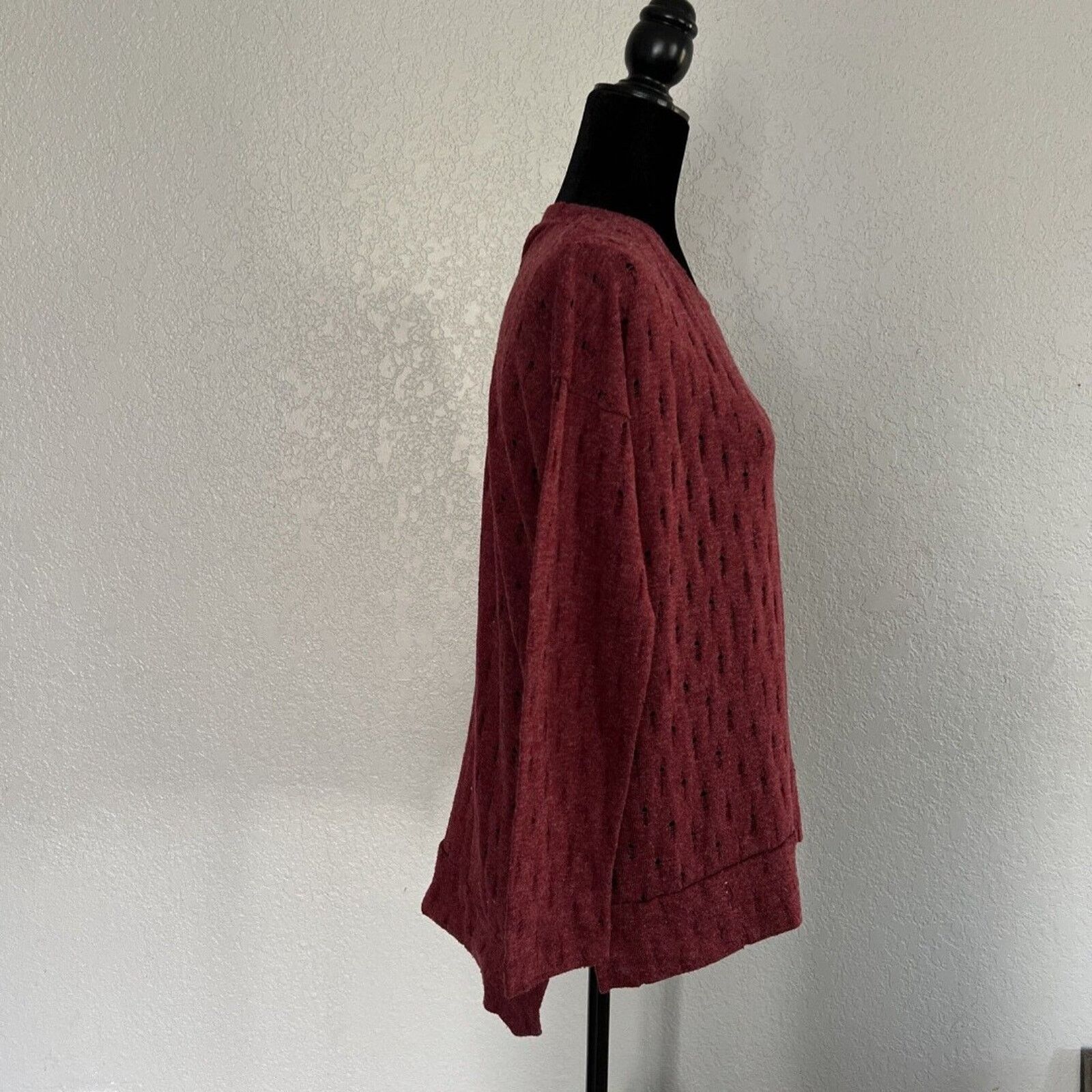Other Mododoc HiLo Eyelet Sweater Small Burgundy Wine Long Sleeve Size S / US 4 / IT 40 - 5 Thumbnail