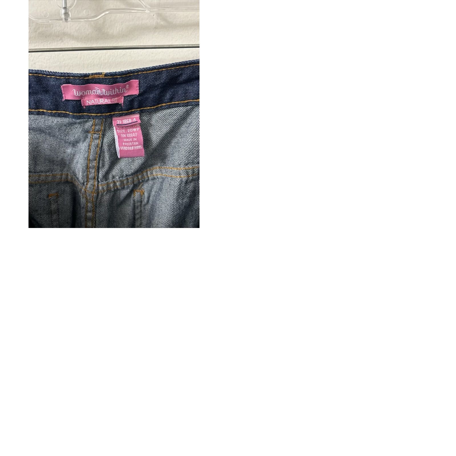 Vintage Woman Within Jeans Womens 20x28 Dark Wash Natural Fit Straight Leg Denim NWT Size 42" / US 20 - 9 Thumbnail