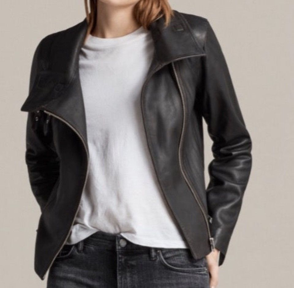 Allsaints ALLSAINTS Leather Bales Moto Biker Jacket UK 8 / US 4 Size S / US 4 / IT 40 - 1 Thumbnail
