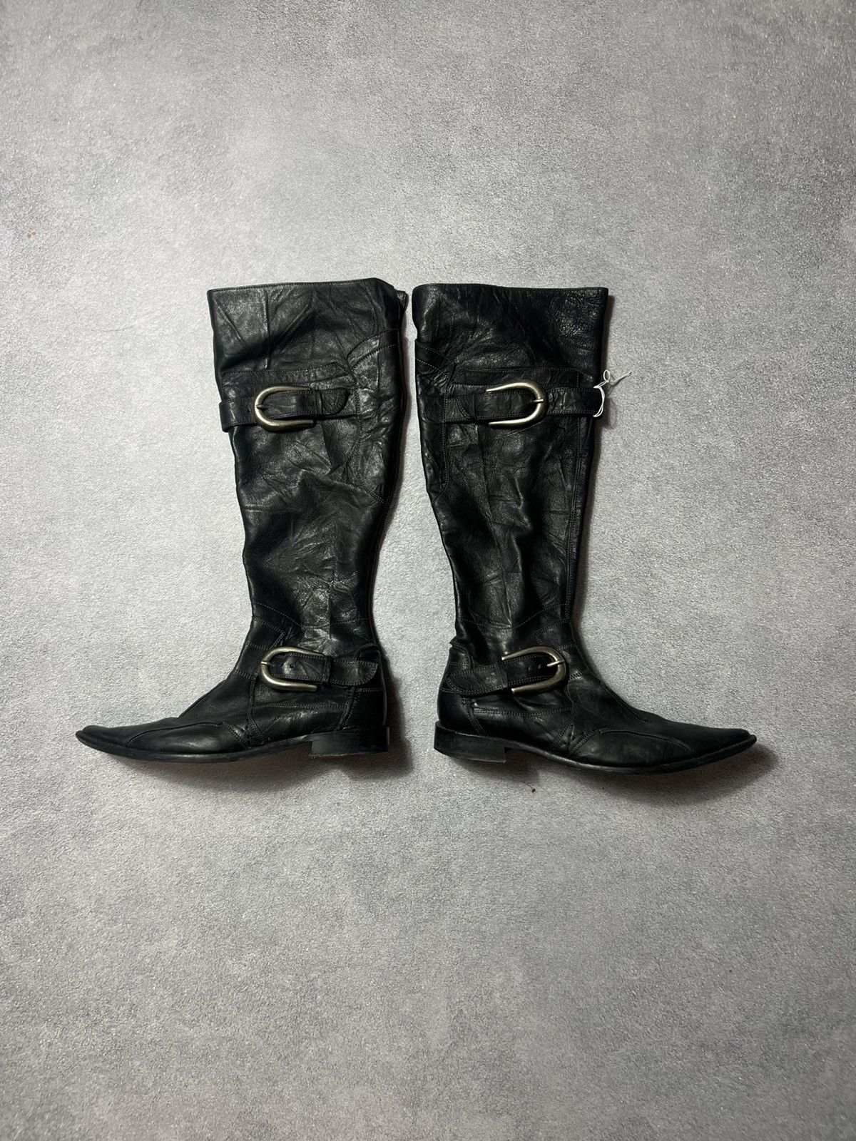 If Six Was Nine Vintage Italian AS 98 Rick Owens Style Leather Biker Boots Size US 6 / IT 36 - 1 Thumbnail