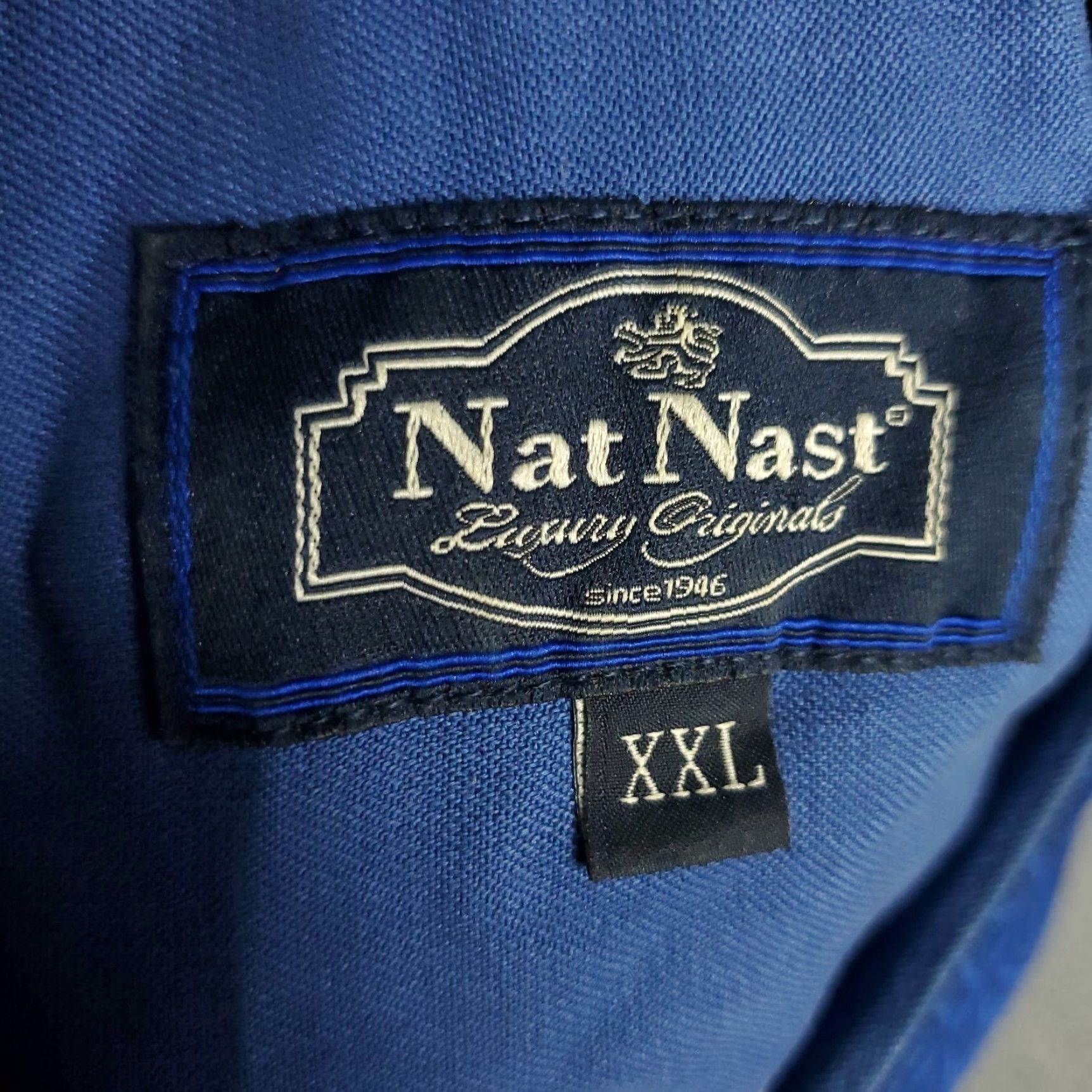 Nat Nast Nat Nast Shirt Mens 2XL Blue Geometric Silk Button Up Short Sleeve Size US XXL / EU 58 / 5 - 7 Thumbnail