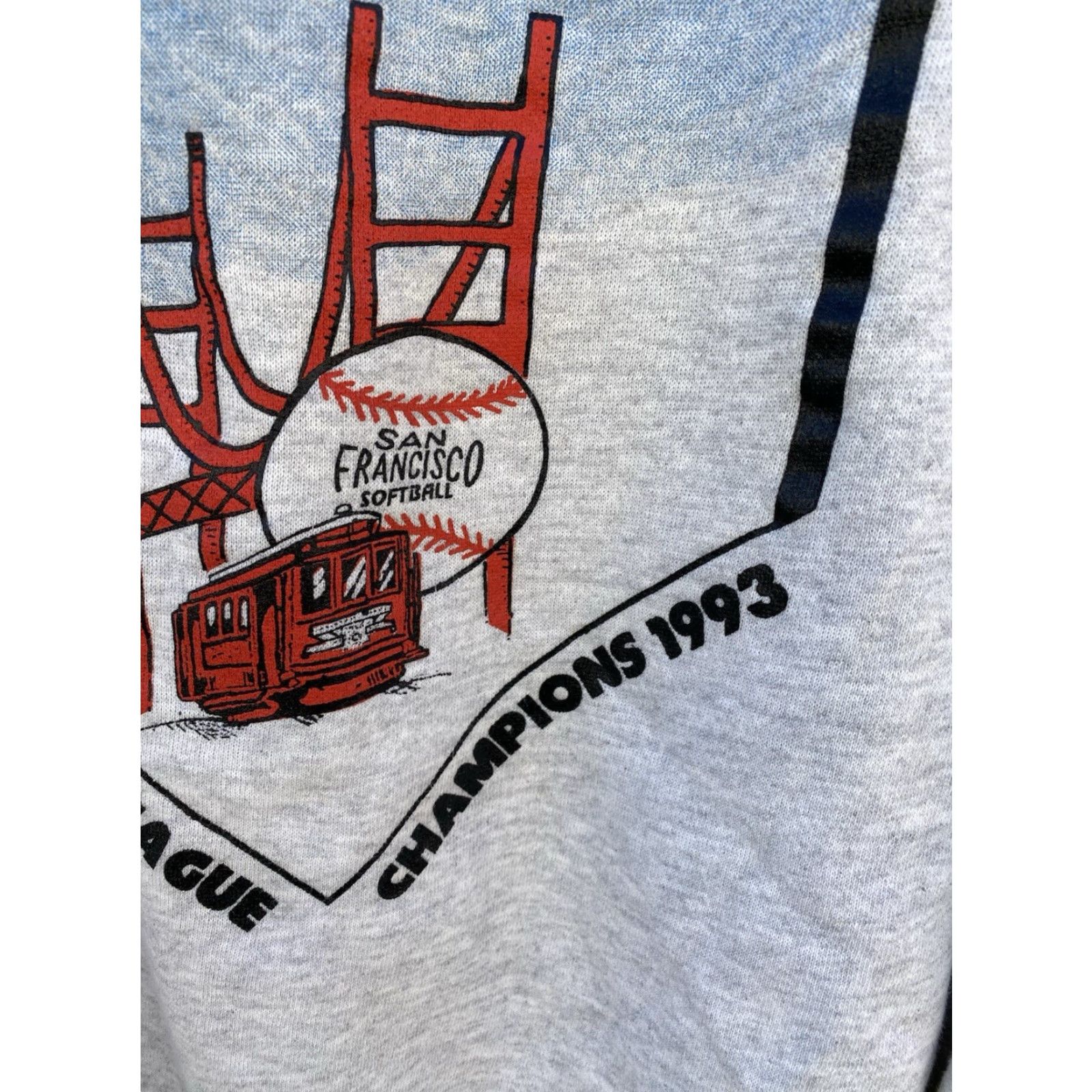 Hanes VINTAGE Hanes Sweatshirt San Francisco Rec. and Park Summer League Champions 1993 Graphic Print Gray L Men Size US L / EU 52-54 / 3 - 7 Thumbnail