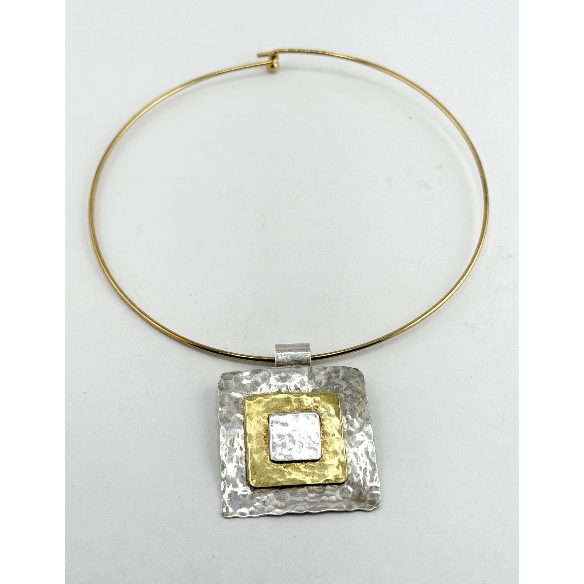 Vintage Vintage geometric modernist two tone pendant collar necklace Size ONE SIZE - 1 Thumbnail