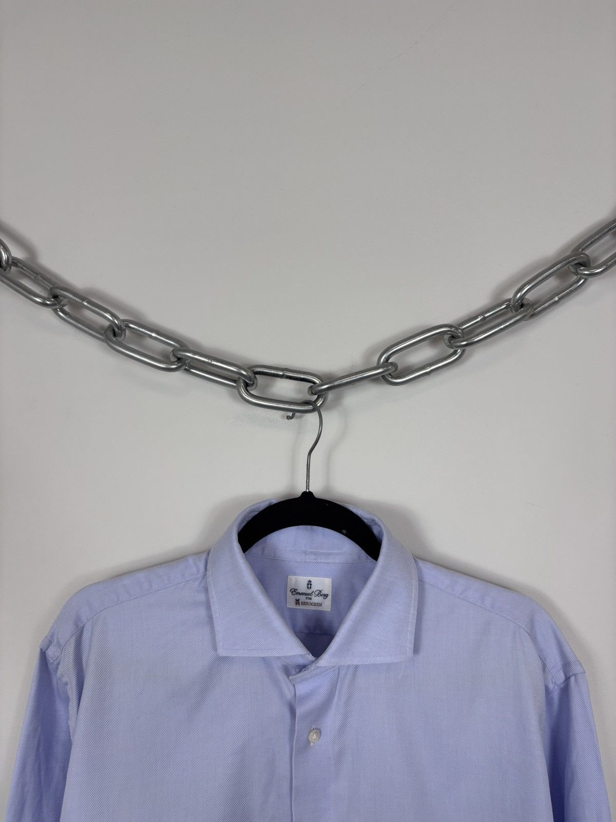 Other Emanuel Berg Men’s Blue Pinstripe Button Up Dress Shirt Size US XL / EU 56 / 4 - 3 Thumbnail
