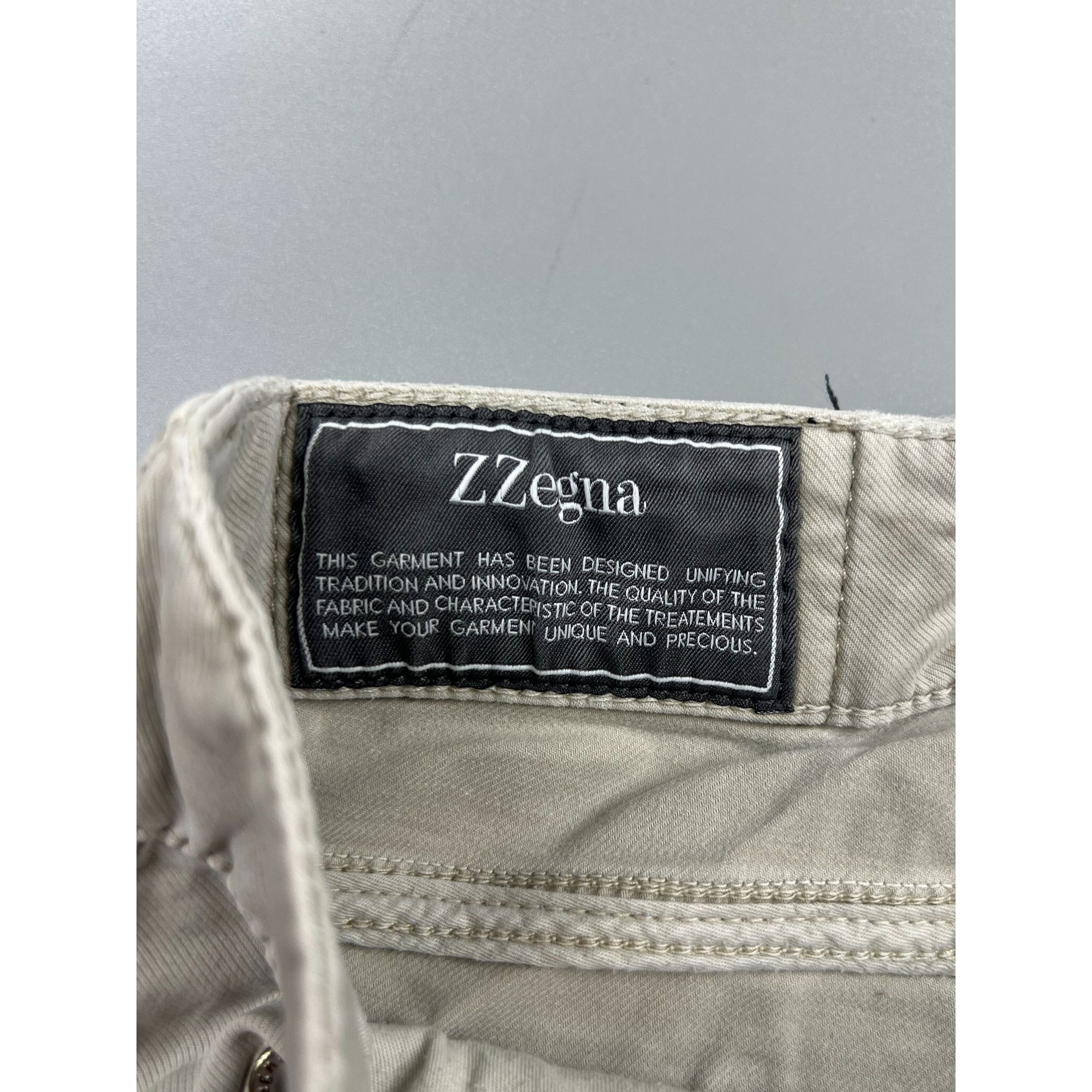 Z Zegna ZZegna Beige Cotton Pants (Y0948) Size US 35 - 11 Thumbnail