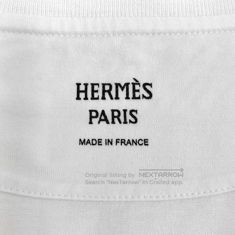 Hermes Hermes White Pocket Embroidered Cotton Short-Sleeve T-Shir Size XS / US 0-2 / IT 36-38 - 5 Thumbnail