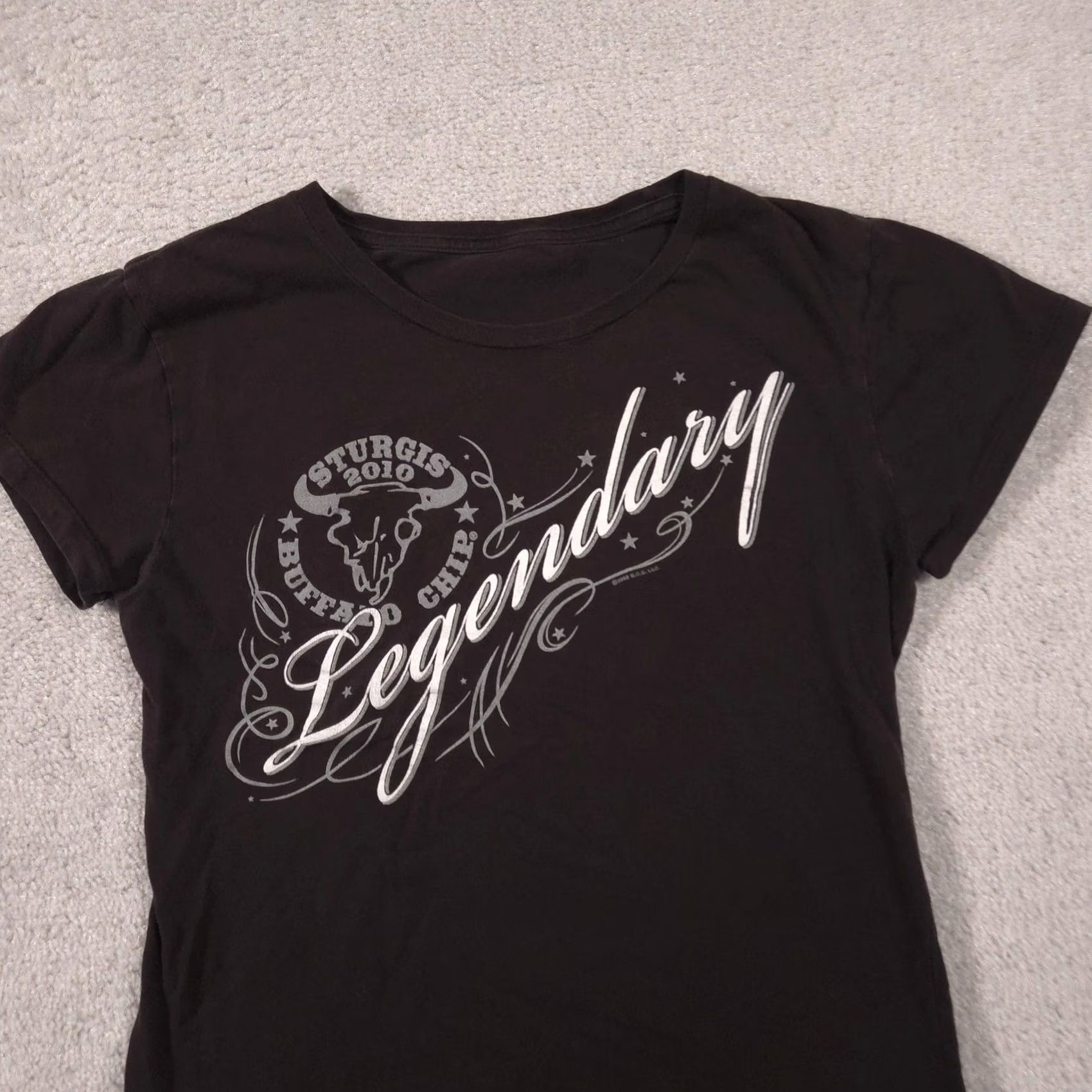 Vintage Sturgis Buffalo Chip Shirt Womens Small Black Legendary 2010 Motorcycle Tee Top Size S / US 4 / IT 40 - 2 Thumbnail