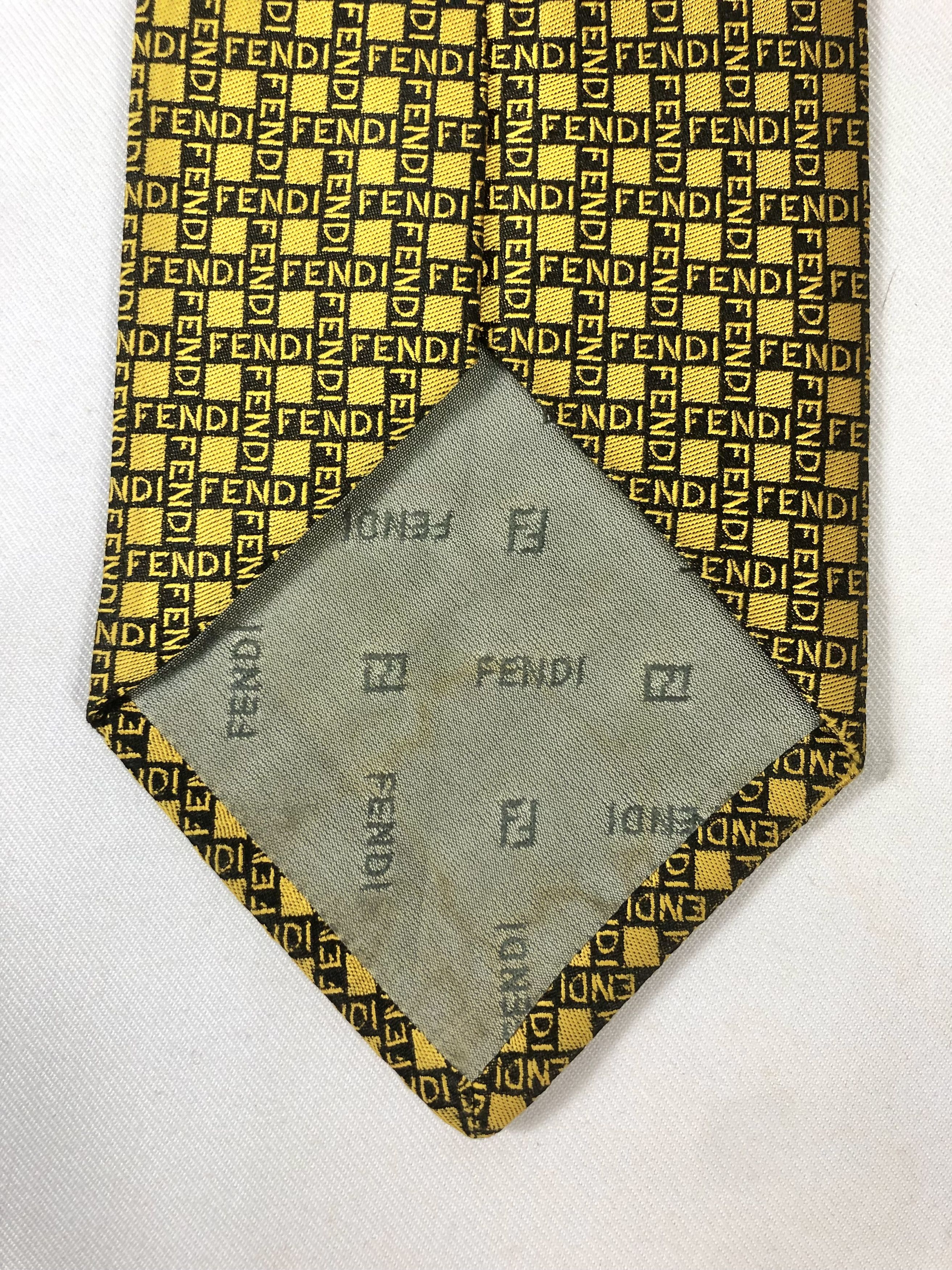 Fendi Rare Fendi Cravatte Gold Monogram Silk Tie Made in Italy Size ONE SIZE - 6 Thumbnail
