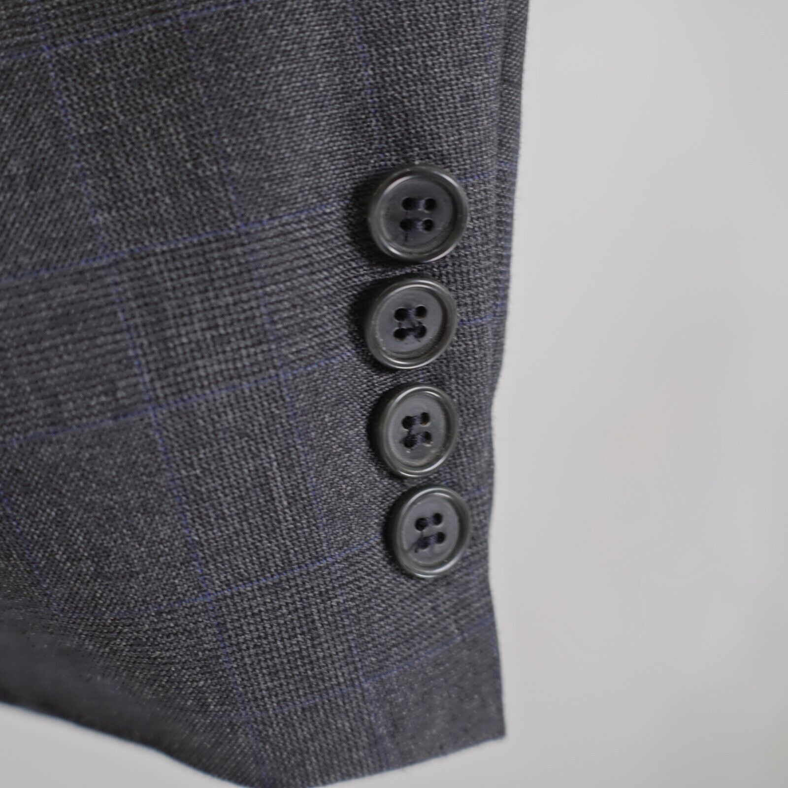 Ralph Lauren Ralph Lauren Wool Cashmere Gray Plaid Blue Windowpane 2 Butt Size 42R - 3 Thumbnail