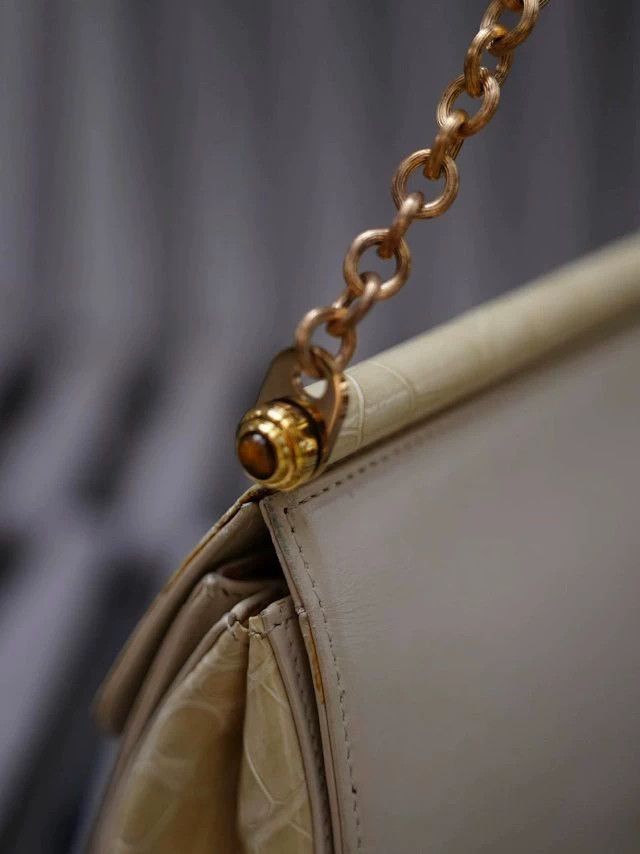 Judith Leiber Judith Leiber Cream Crocodile & Leather Chain Gemstone Bag Size ONE SIZE - 4 Thumbnail