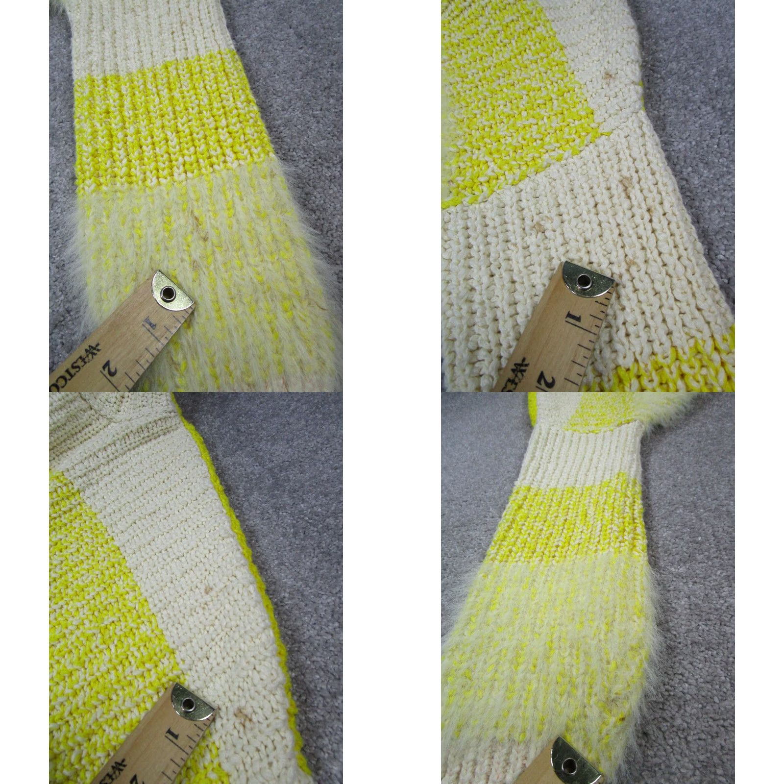 Free People VINTAGE Free People Sweater Womens Small Yellow Striped Chunky-Knit Crochet Mock Neck Long Sleeve Pullover Size S / US 4 / IT 40 - 8 Thumbnail