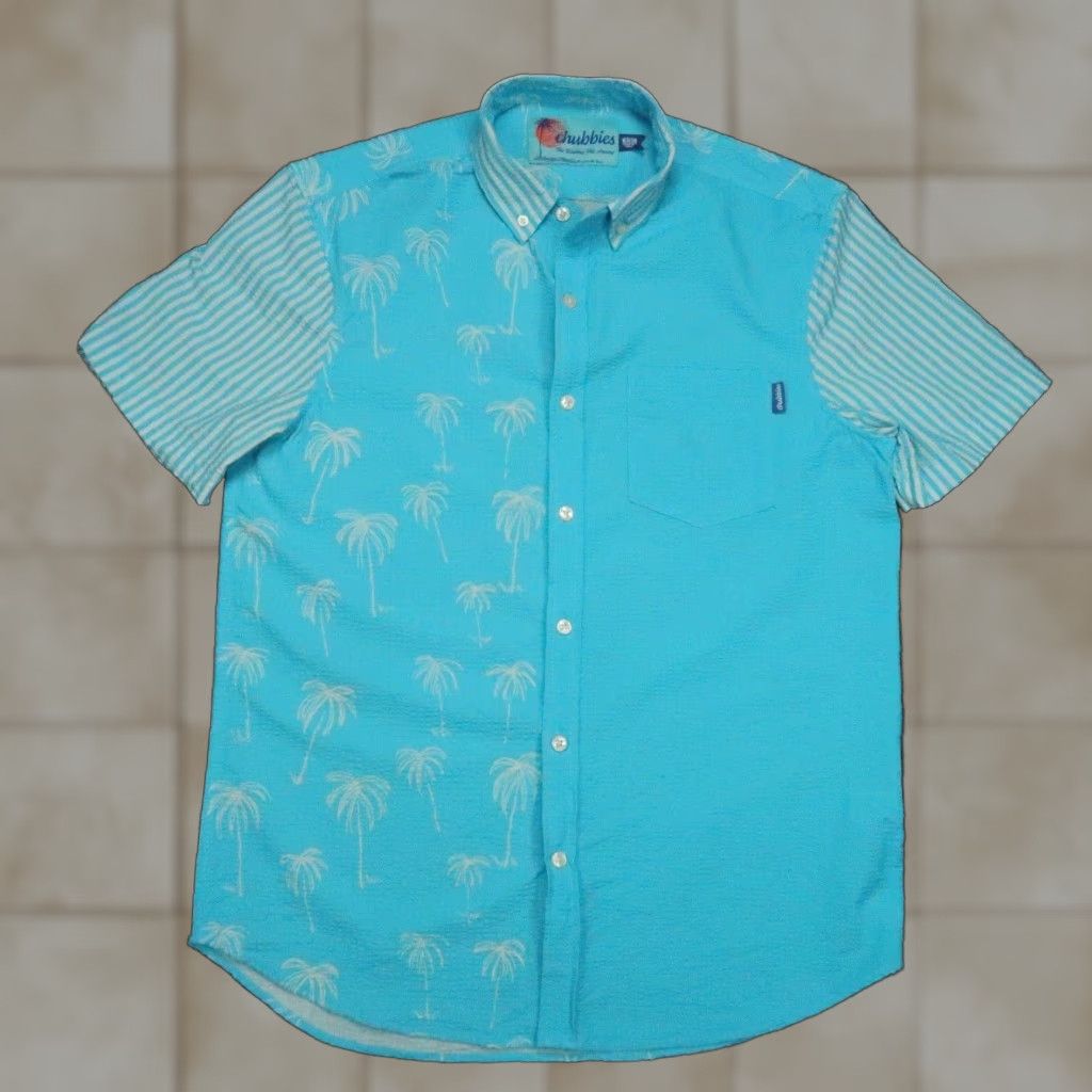 Chubbies Chubbies Short Sleeve Seersucker Shirt Mens Medium Blue White Size US M / EU 48-50 / 2 - 1 Thumbnail
