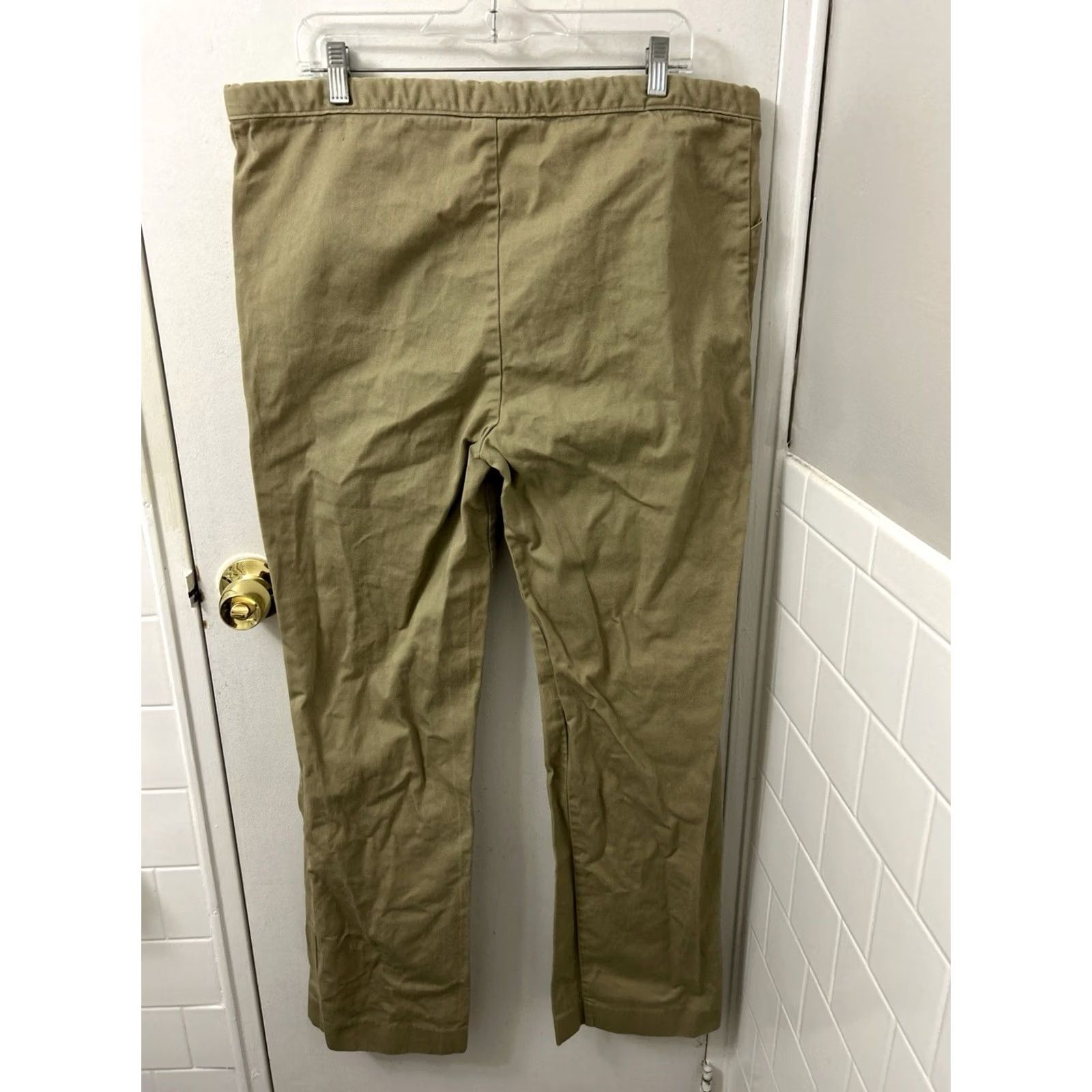 Lands' End VINTAGE Lands' End Pants Womens M 38x33 Khaki Beige Cotton Twill Drawstring Pockets Straight Leg 90s USA Size 32" / US 10 / IT 46 - 6 Thumbnail