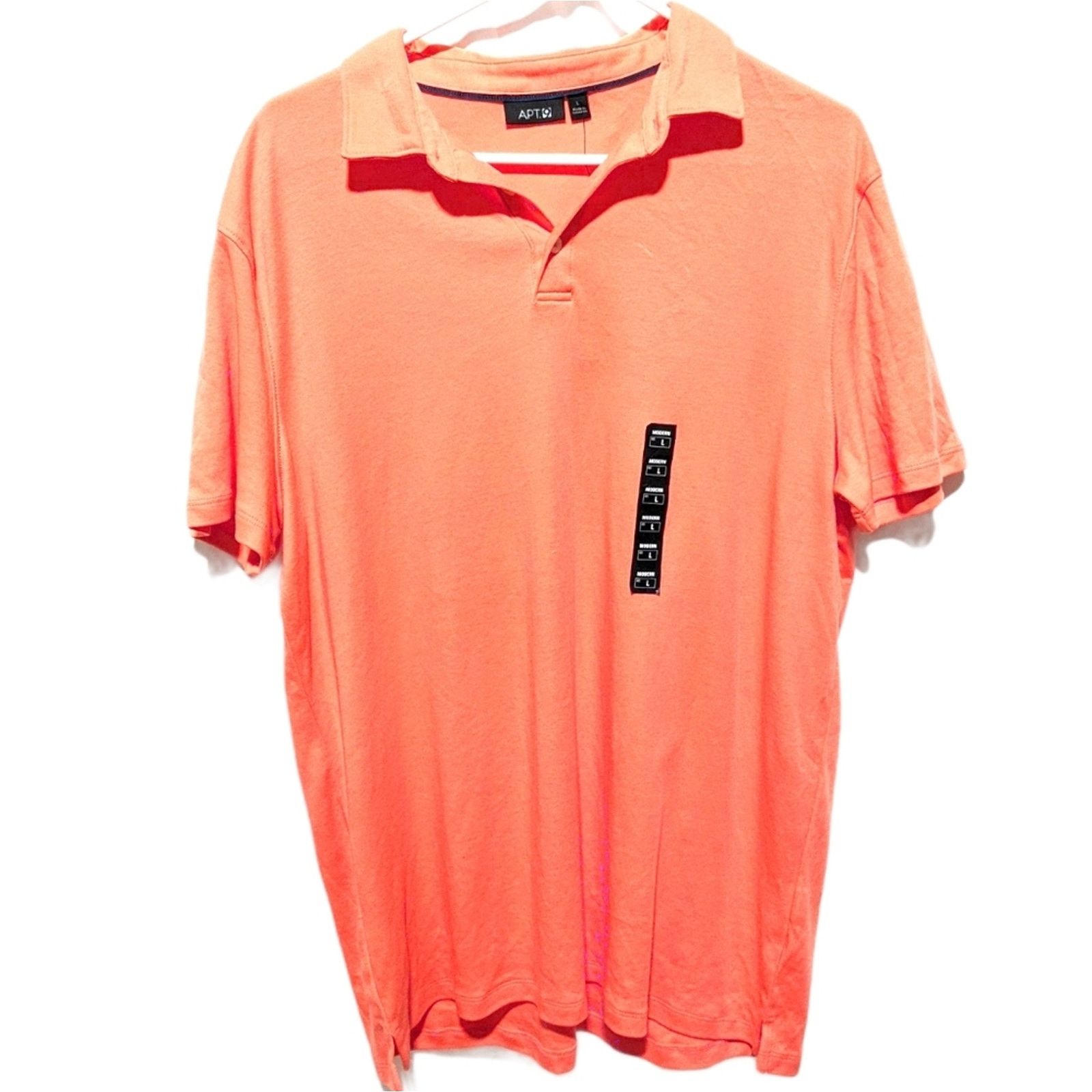 Apt. 9 APT. 9 Solid Orange Polo Style Collared Shirt Men's Large Size US L / EU 52-54 / 3 - 1 Thumbnail