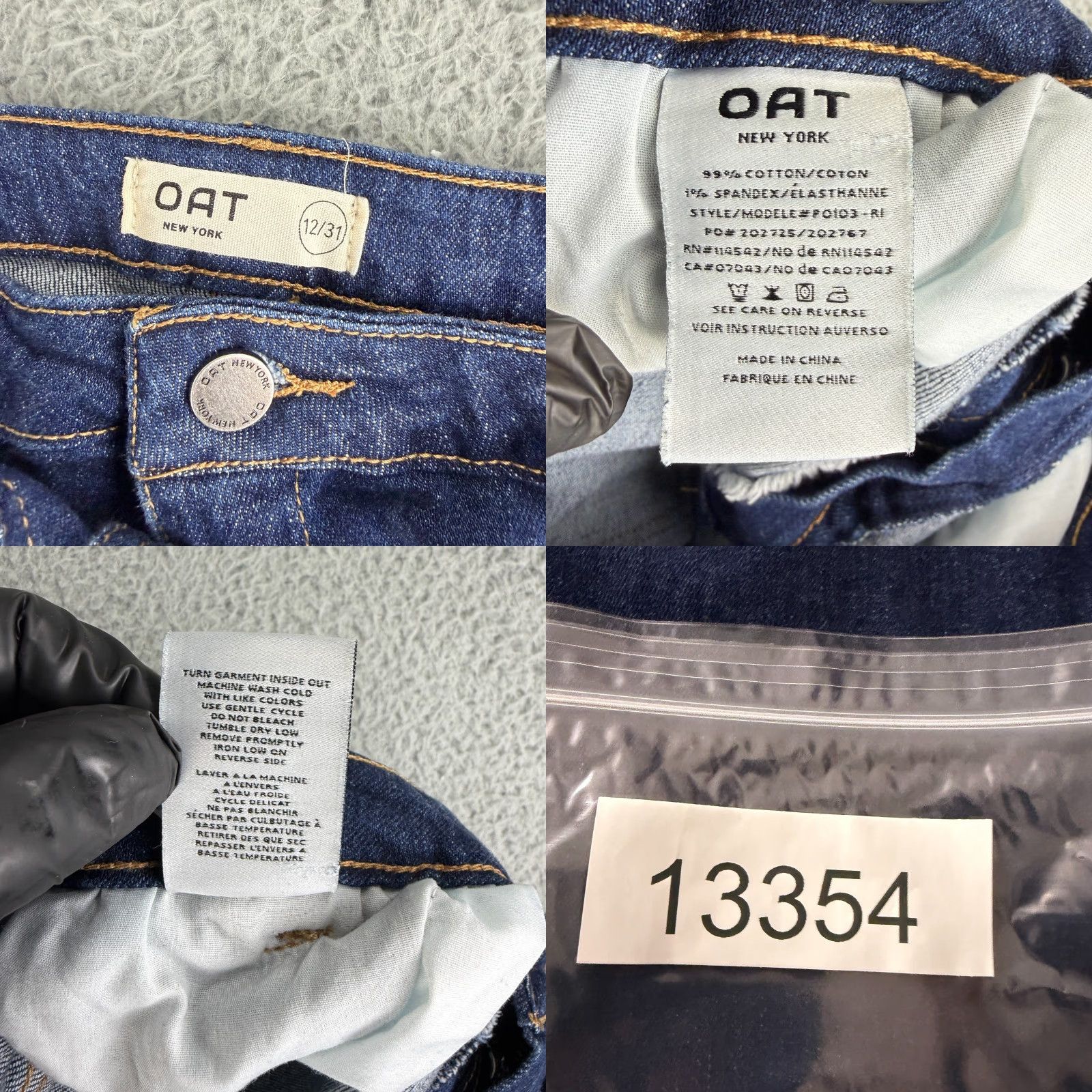 Denime Oat New York Wide Leg Jeans Womens Size 12 Blue Denim High-Rise Dark Wash Casual Jeans Size 34" / US 12 / IT 48 - 9 Thumbnail
