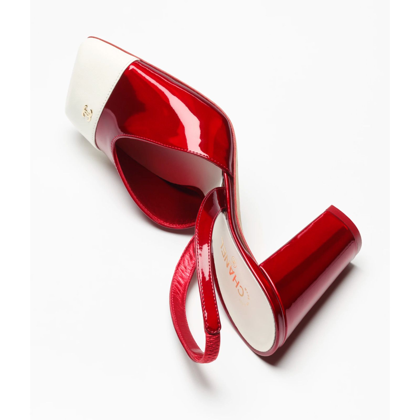 Chanel Chanel 26S Red White Square Toe CC Logo Slingback Pump 41 Size US 11 / IT 41 - 7 Thumbnail