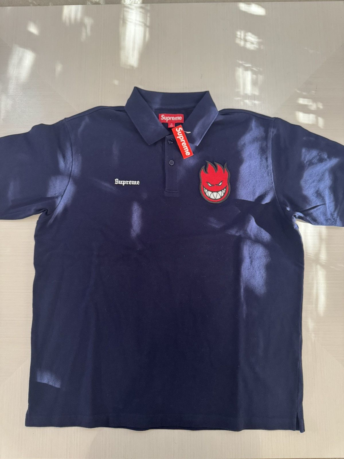 Supreme Supreme Open Knit Stripe Zip Polo SS22 NAVY | Grailed
